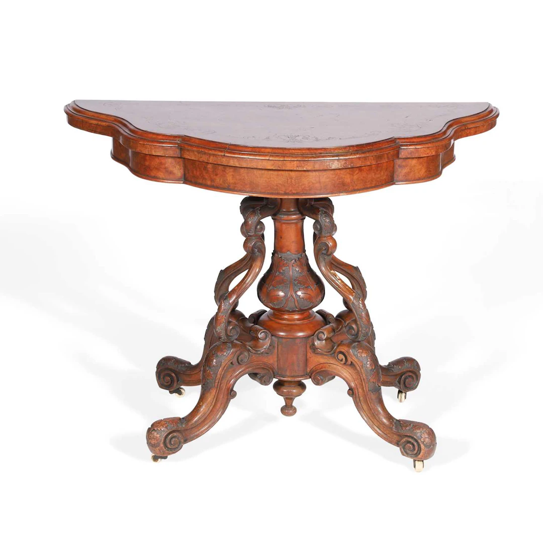 A VICTORIAN WALNUT CARD TABLE