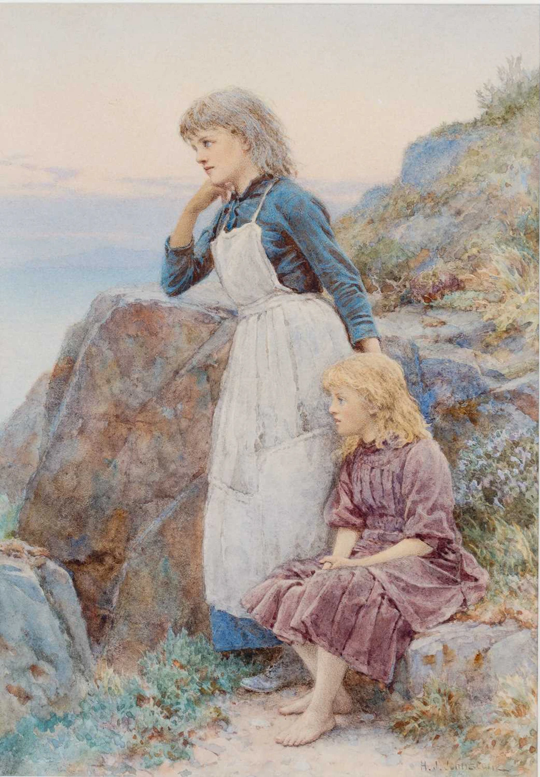 HENRY JAMES JOHNSTONE RBA (1835-1907) WAITING FOR THE BOATS