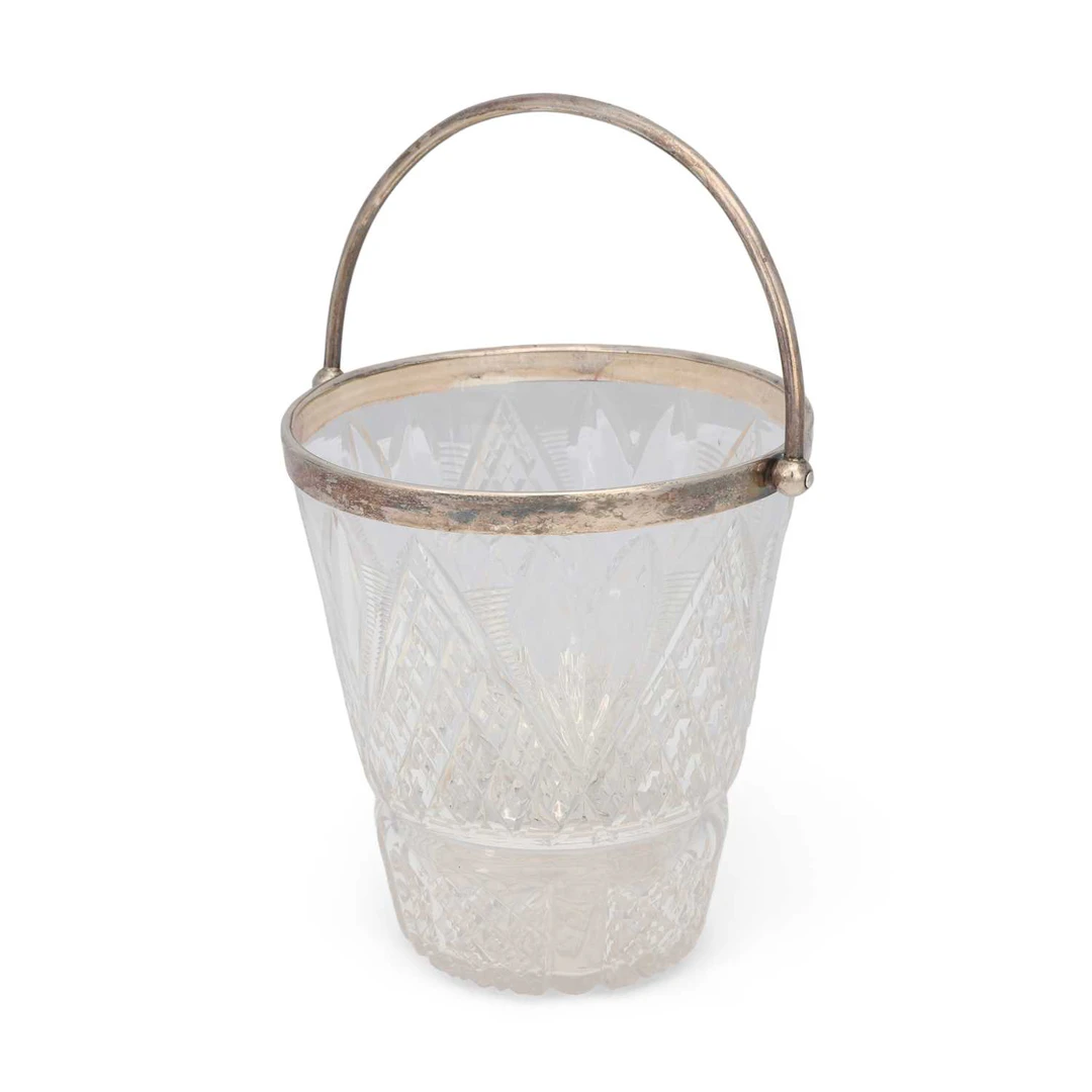 AN EDWARDIAN SILVER-MOUNTED CUT-GLASS ICE PAIL