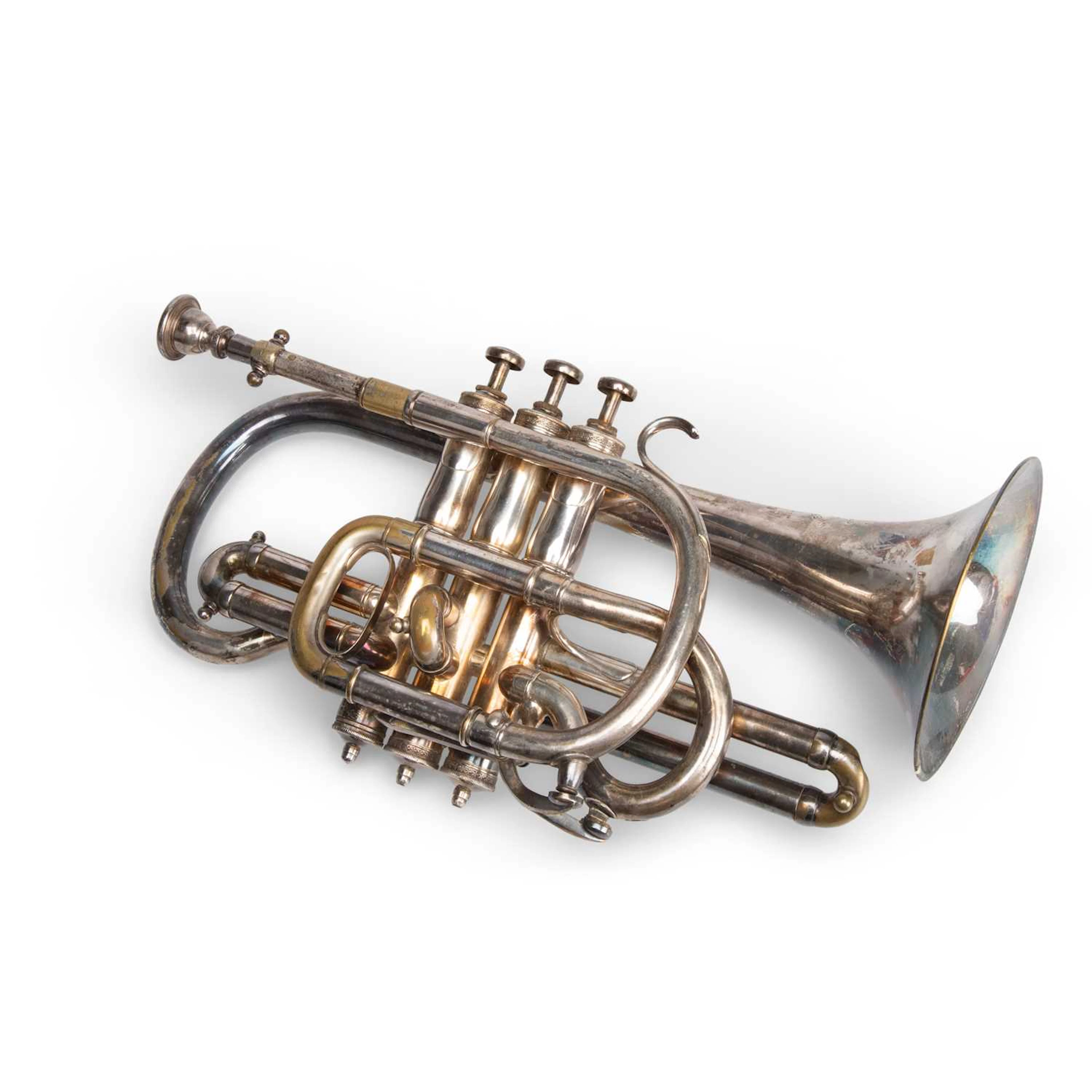 A CLASS A SILVER PLATED CORNET W. BROWN & SONS, KENNINGTON ROAD, LONDON