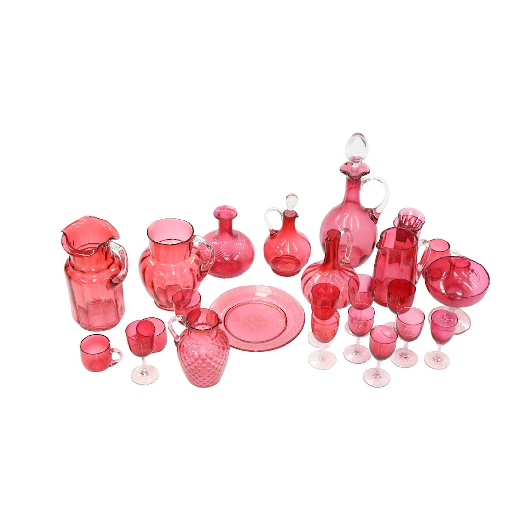 A COLLECTION OF VICTORIAN AND LATER CRANBERRY GLASS