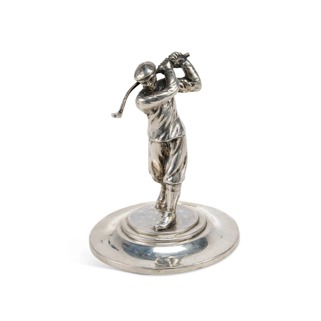 A GEORGE V SCOTTISH SILVER MODEL OF A GOLFER