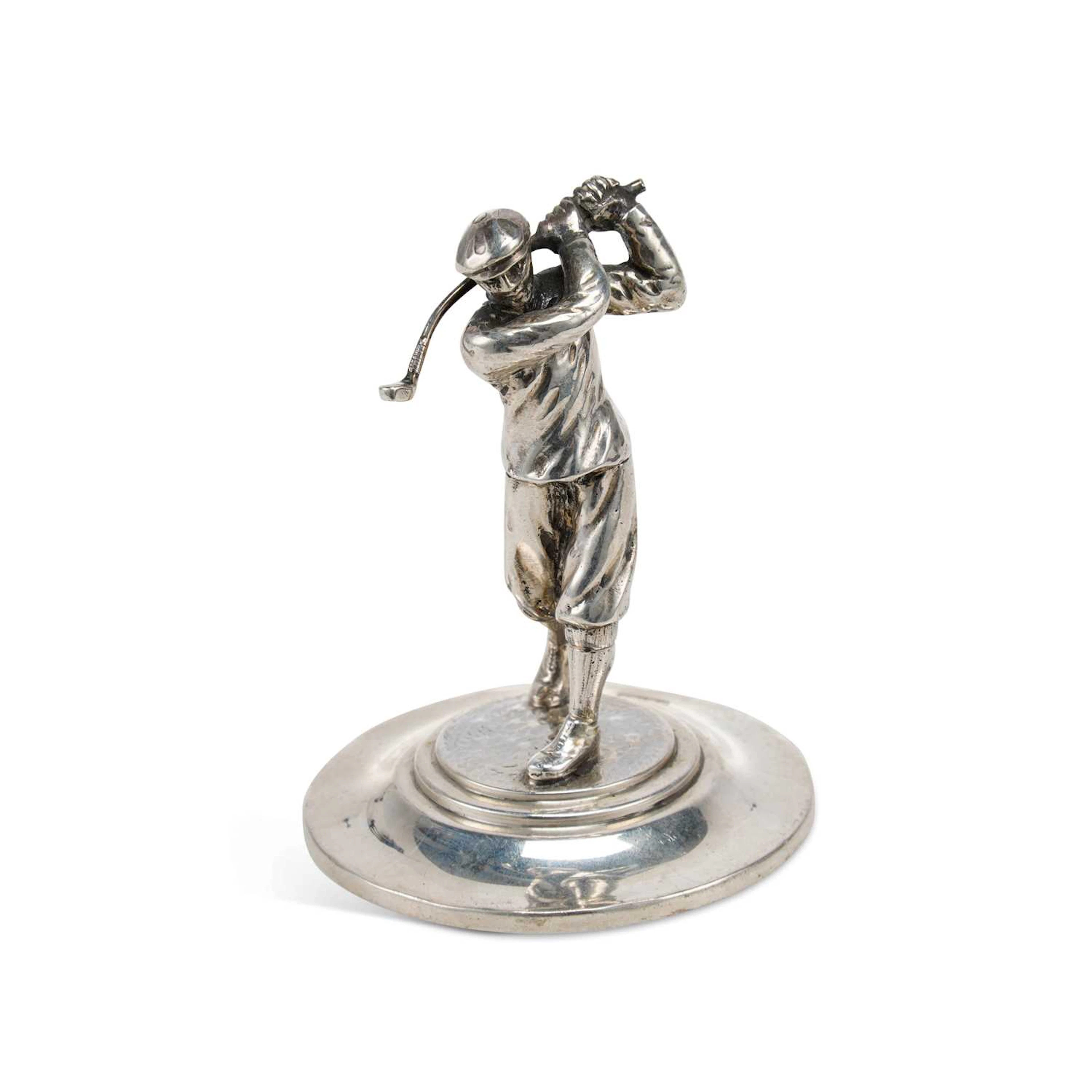 A GEORGE V SCOTTISH SILVER MODEL OF A GOLFER