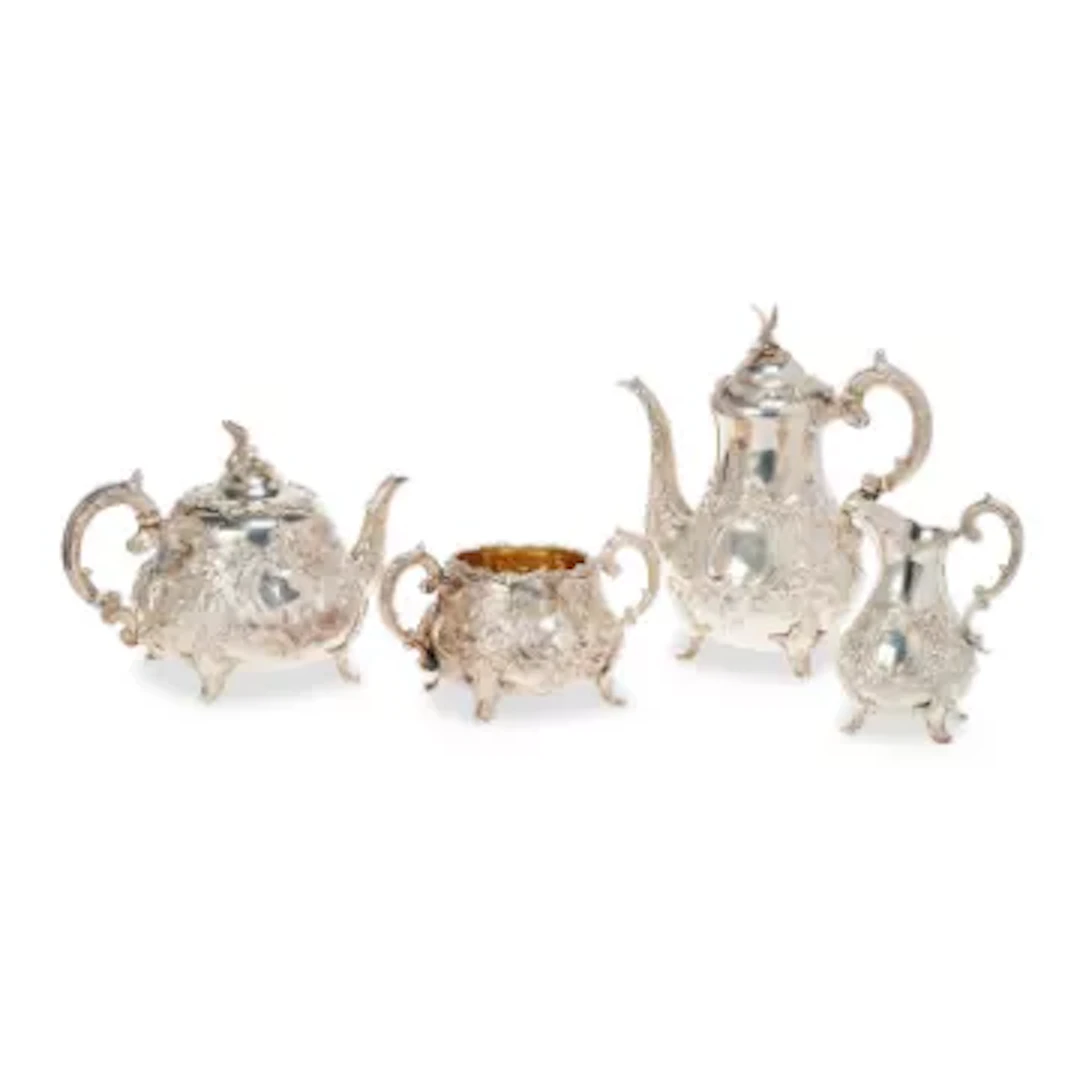 A VICTORIAN SILVER FOUR-PIECE TEA SERVICE
