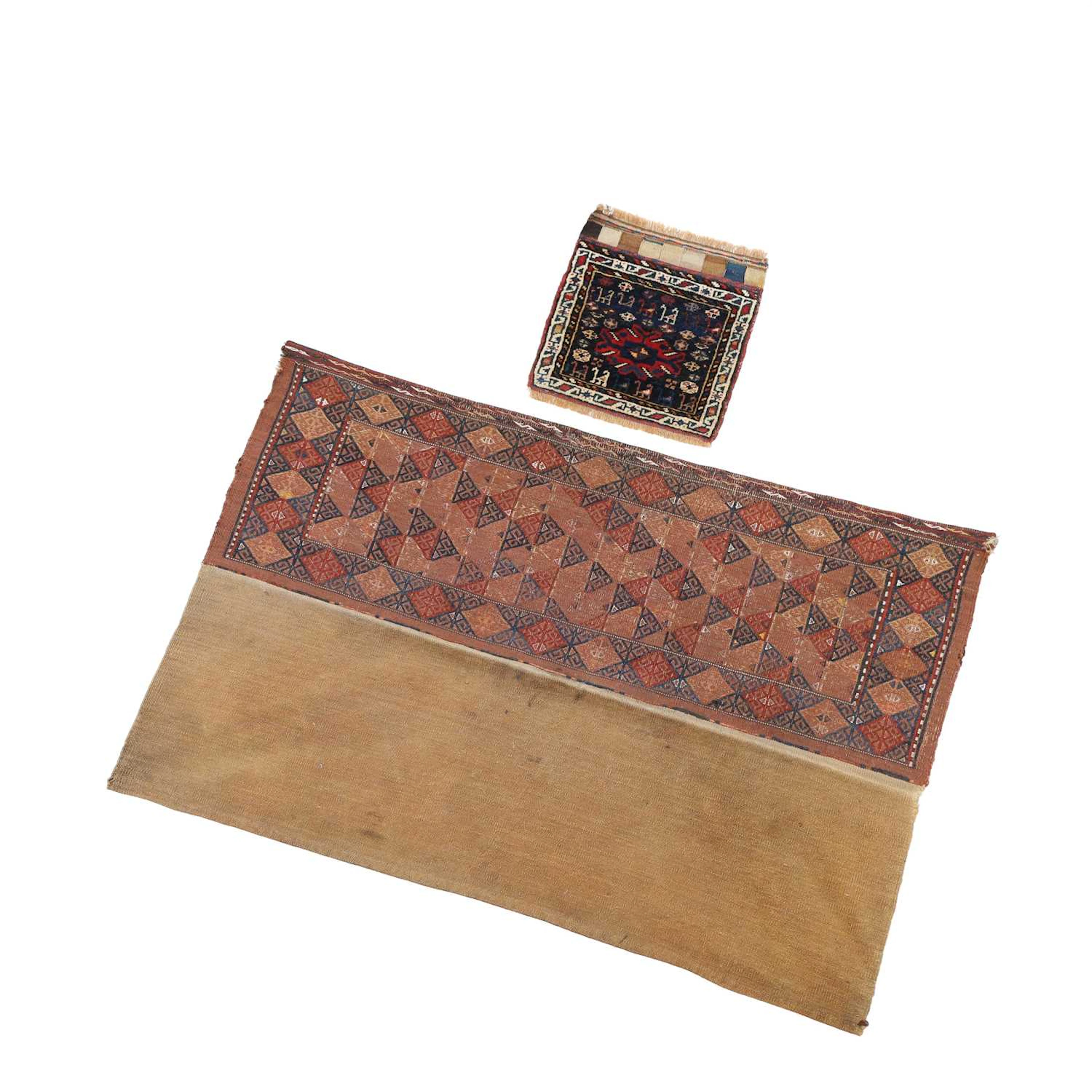 A TURKMEN CHUVAL AND A SMALL BAG FACE