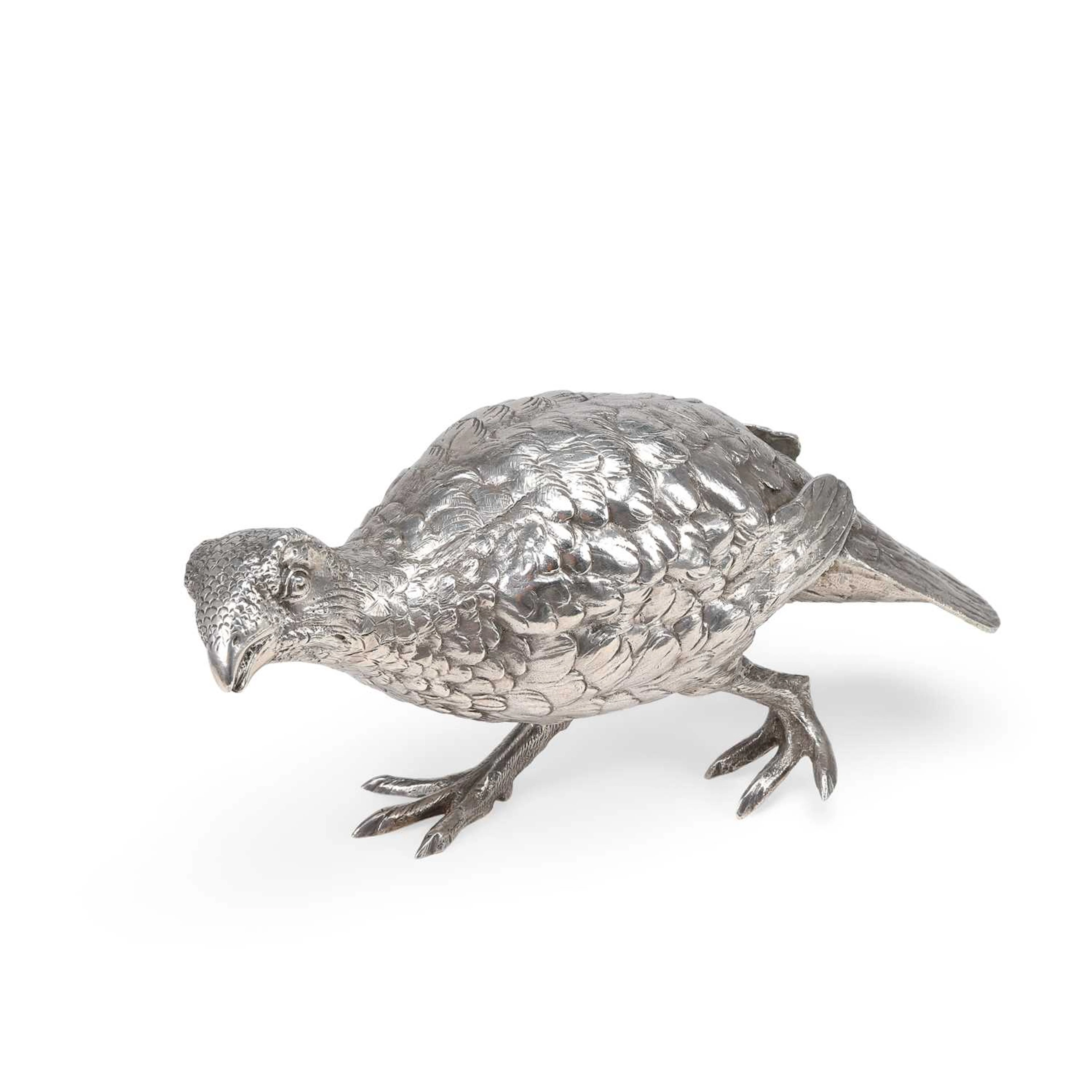 AN ELIZABETH II SILVER MODEL OF A PARTRIDGE