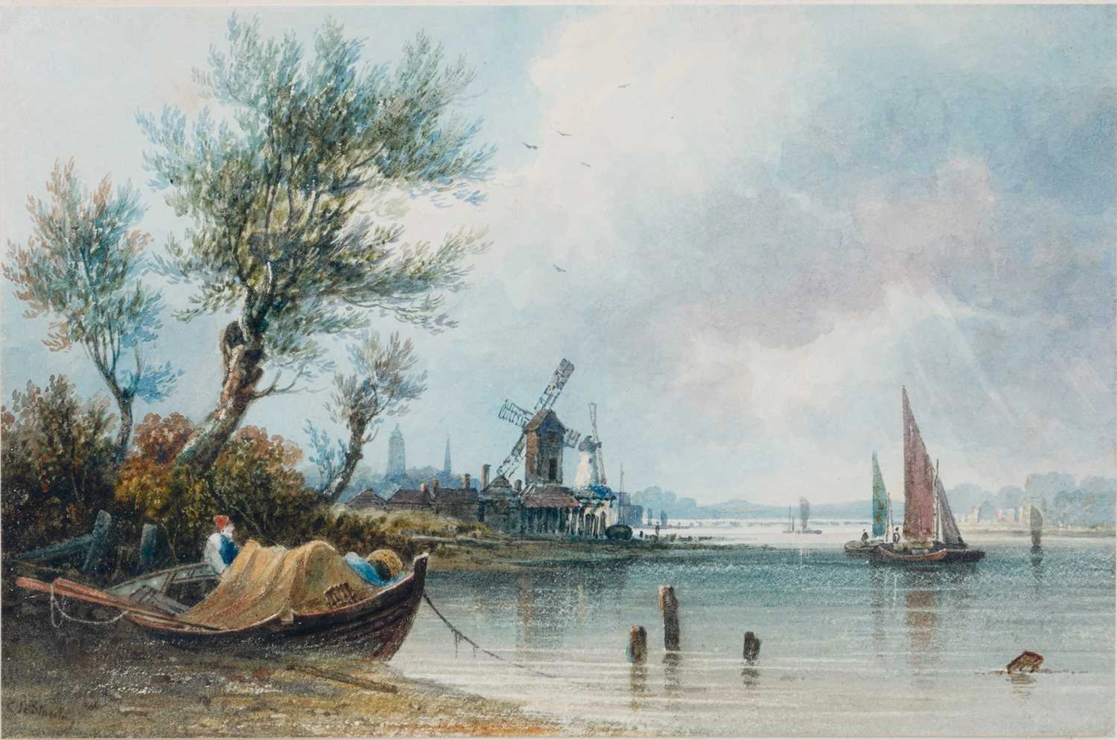 CALEB ROBERT STANLEY (1795-1868) VIEW OF THE THAMES AT BATTERESA