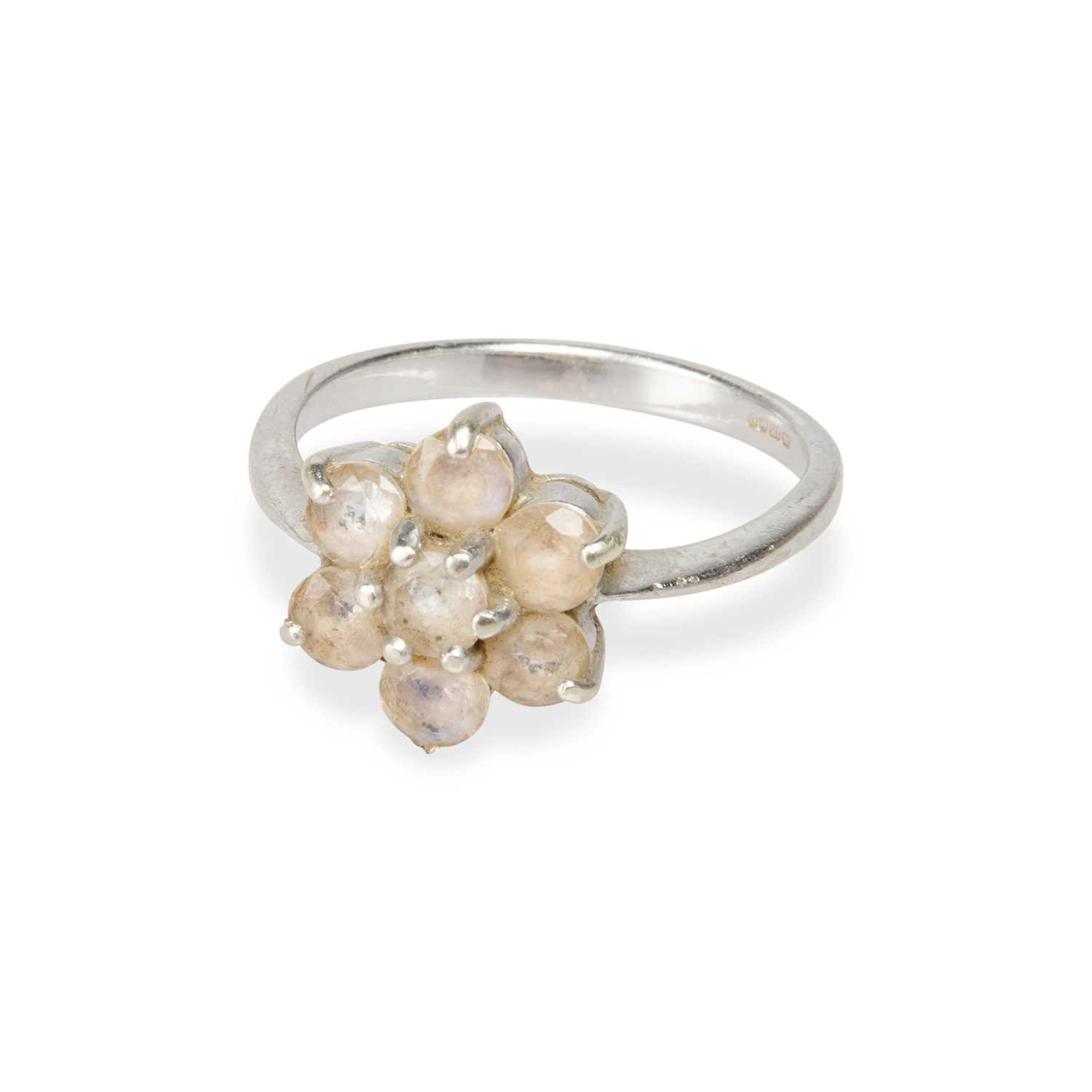 TWO 9 CARAT WHITE GOLD GEM-SET RINGS