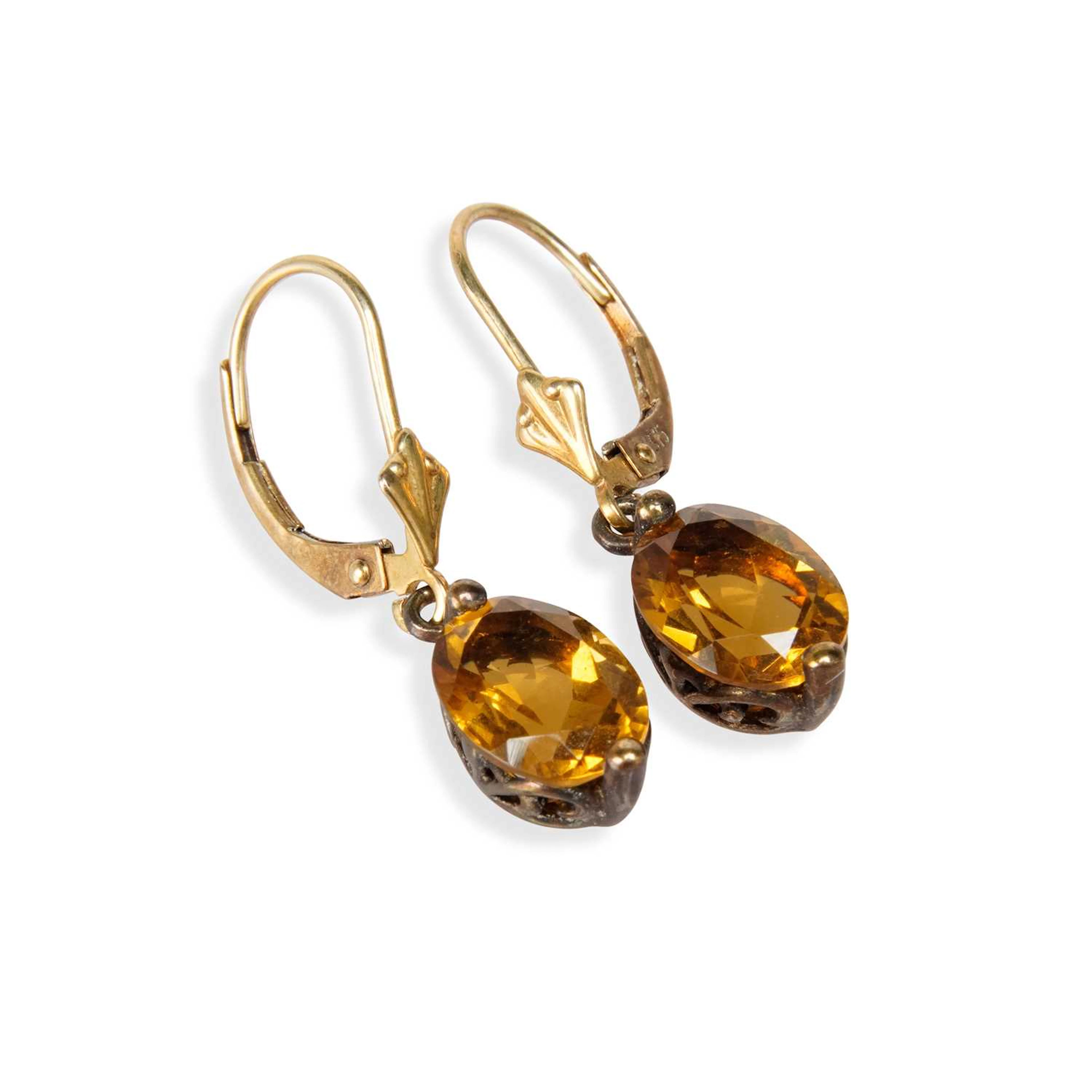 TWO PAIRS OF 9 CARAT GOLD GEM-SET EARRINGS