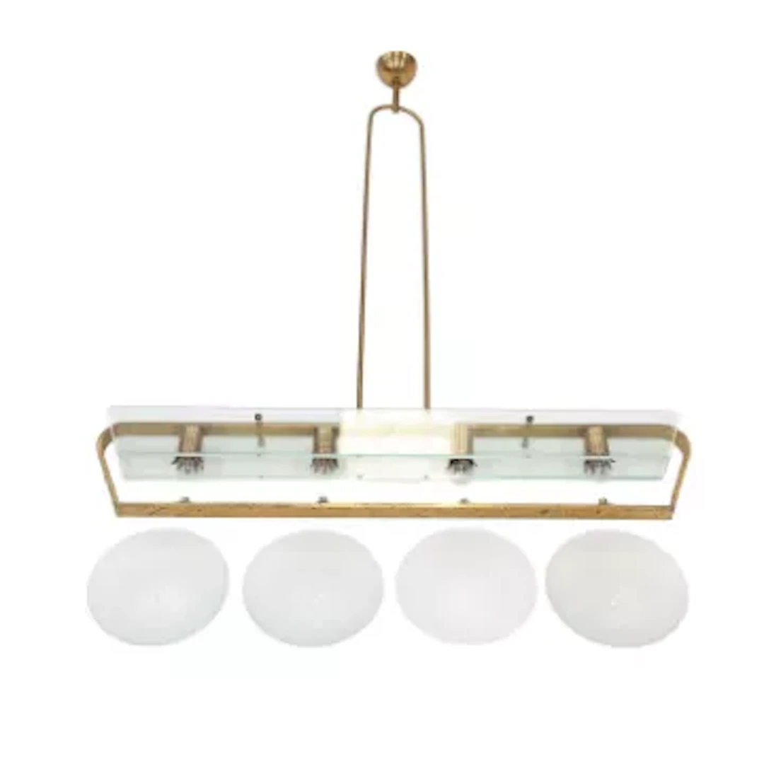 ATTRIBUTED TO PIETRO CHIESA FOR FONTANA ARTE A BRASS AND GLASS FOUR-LIGHT
