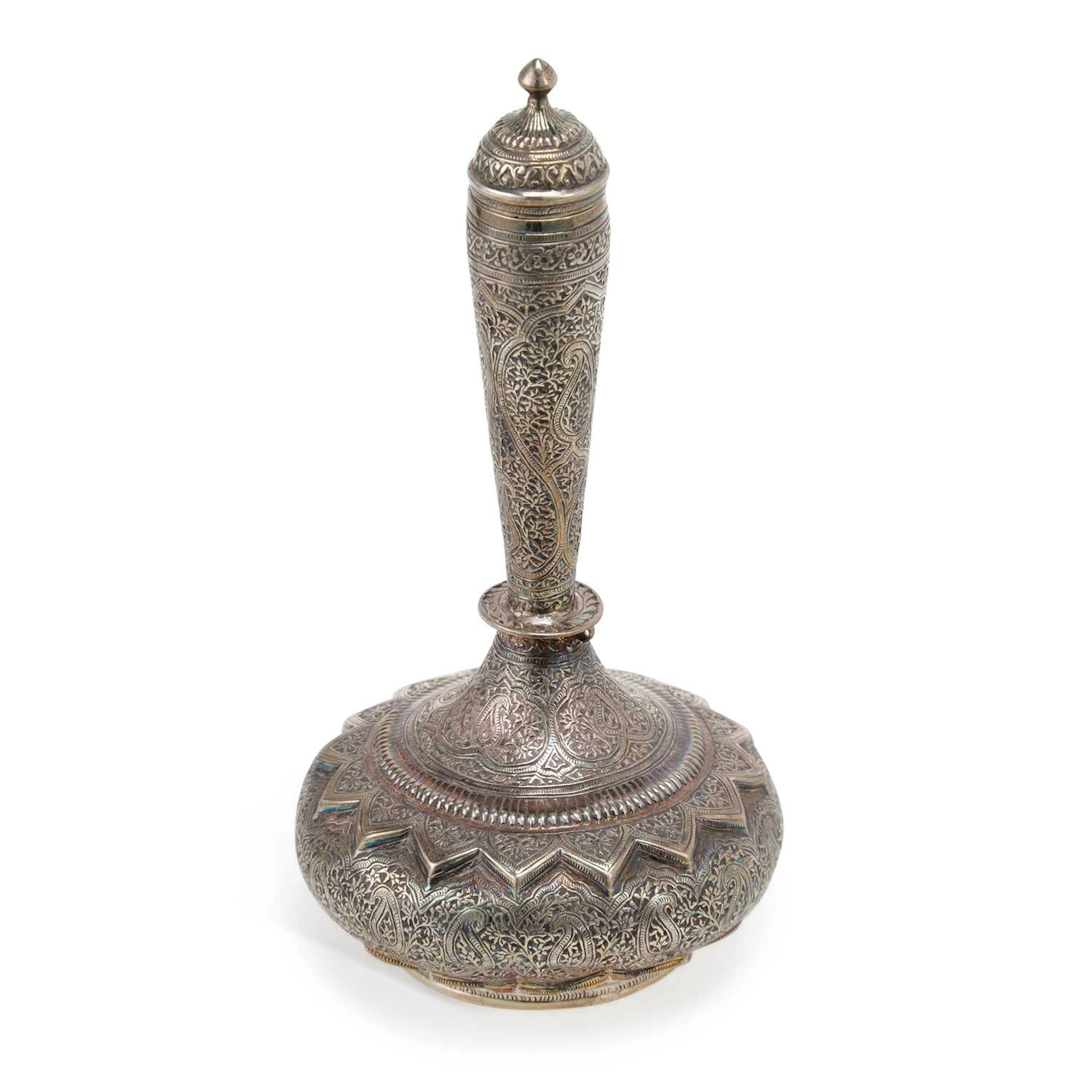 AN INDIAN SILVER ROSEWATER SPRINKLER