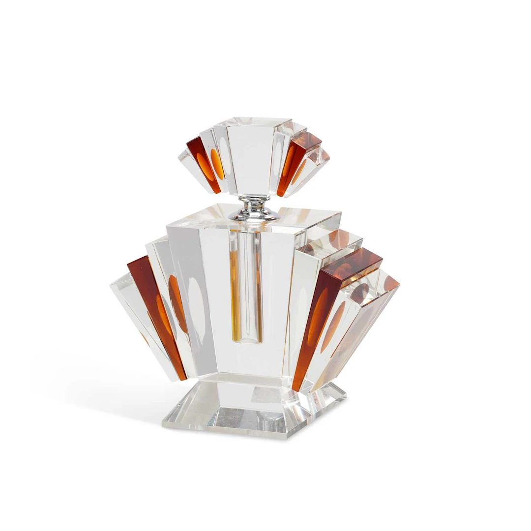 AN ART DECO STYLE GLASS SCENT BOTTLE