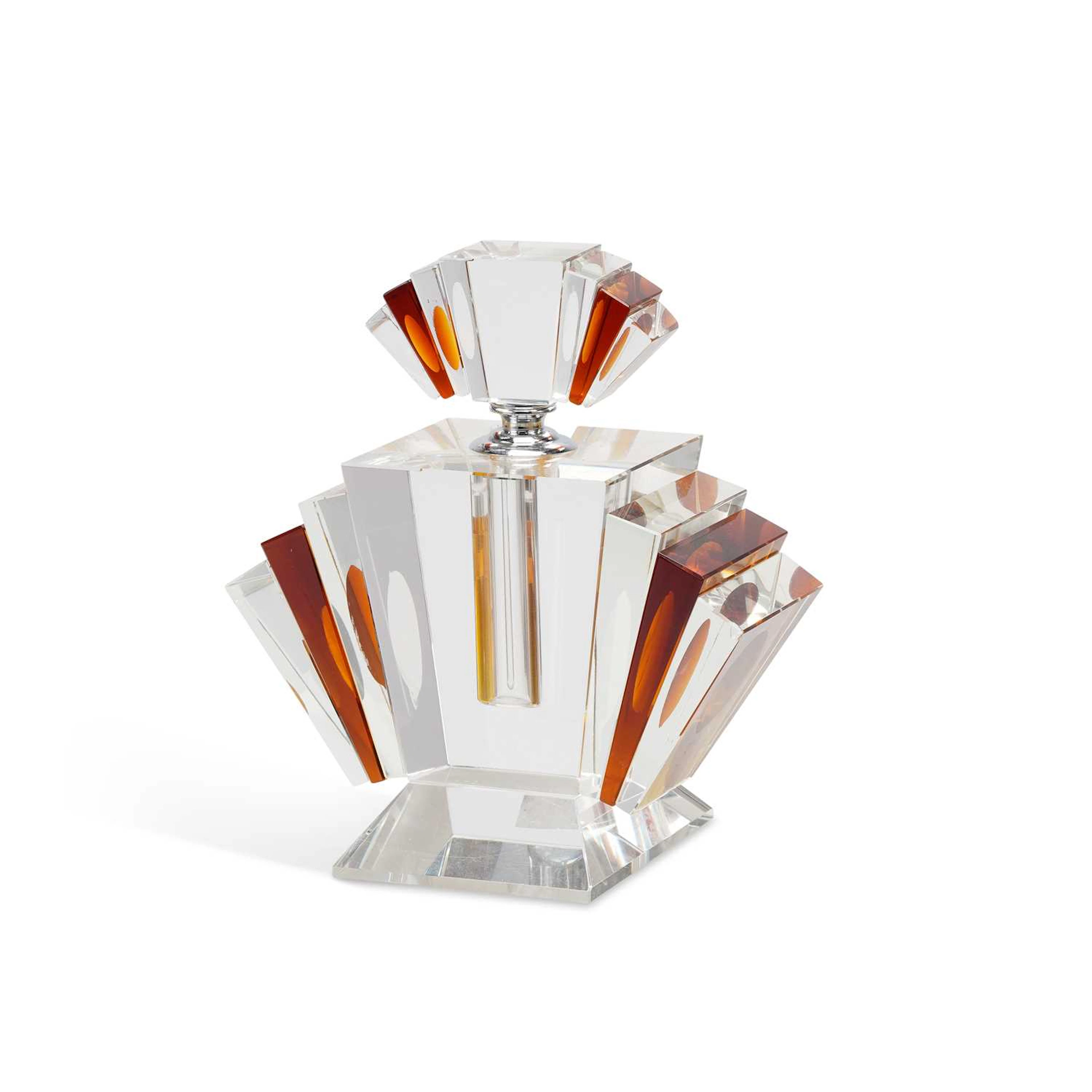 AN ART DECO STYLE GLASS SCENT BOTTLE
