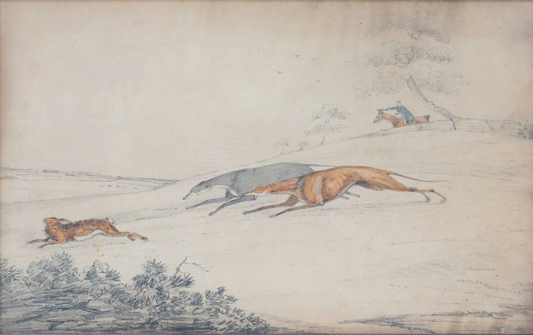 JAMES URQUHART (18TH/19TH CENTURY) A PAIR OF HARE COURSING SCENES