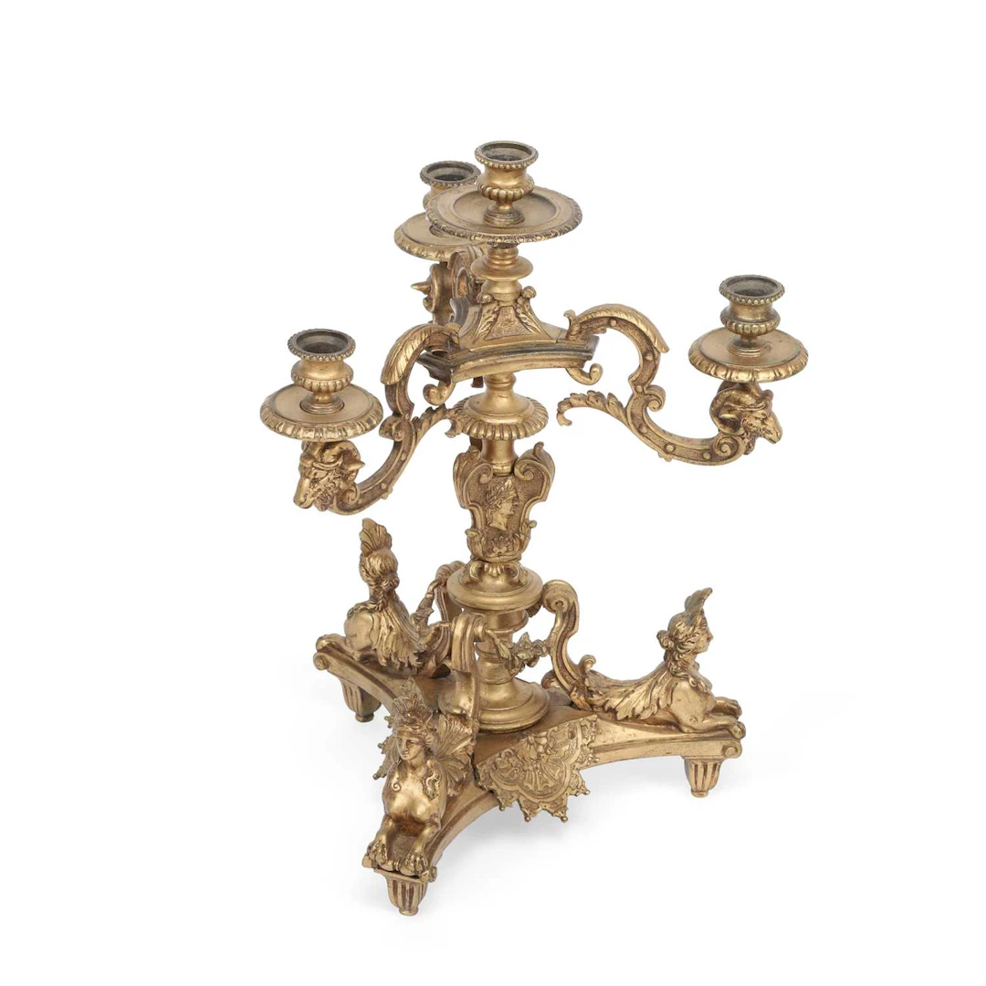 A FRENCH GILT BRONZE FOUR-LIGHT CANDELABRUM