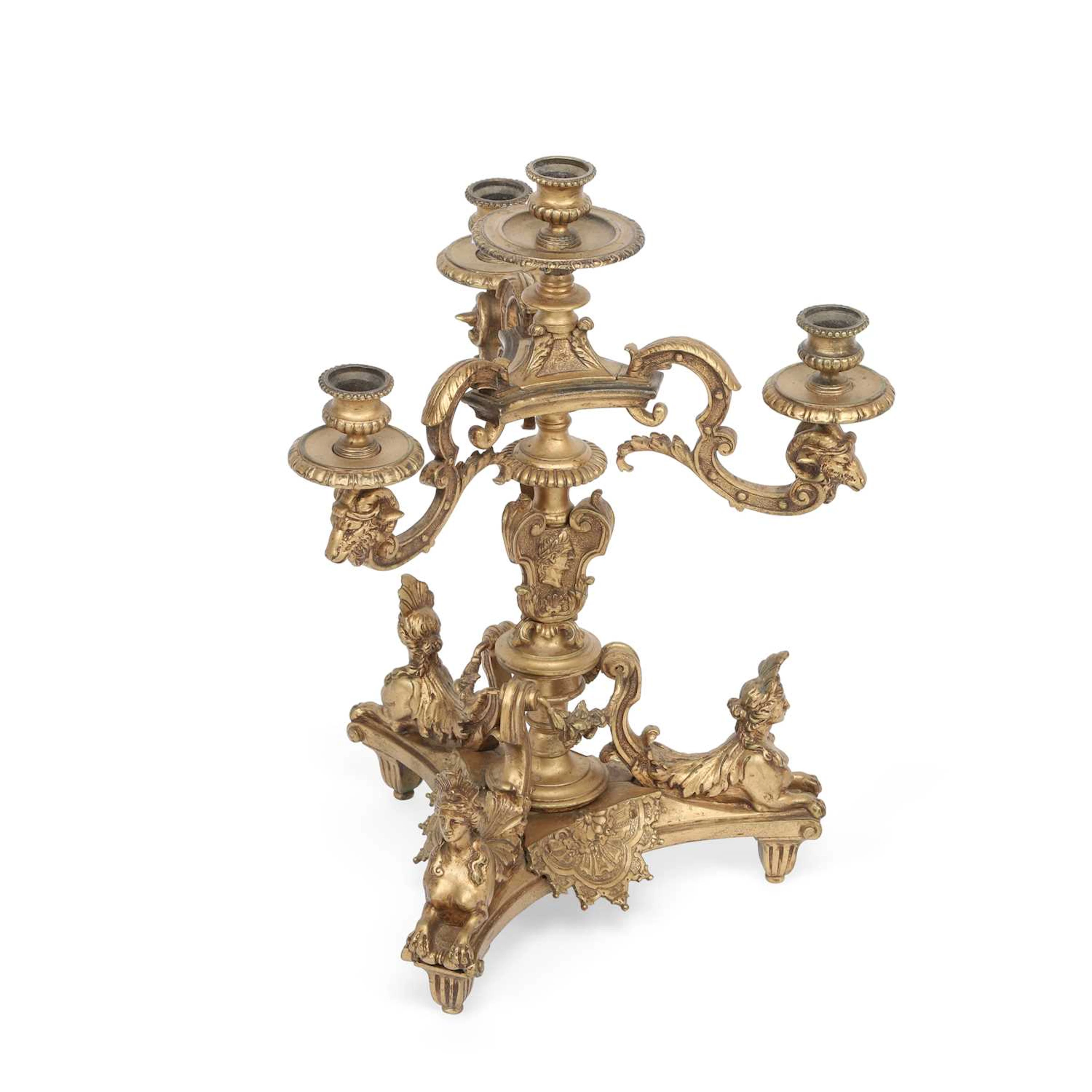 A FRENCH GILT BRONZE FOUR-LIGHT CANDELABRUM