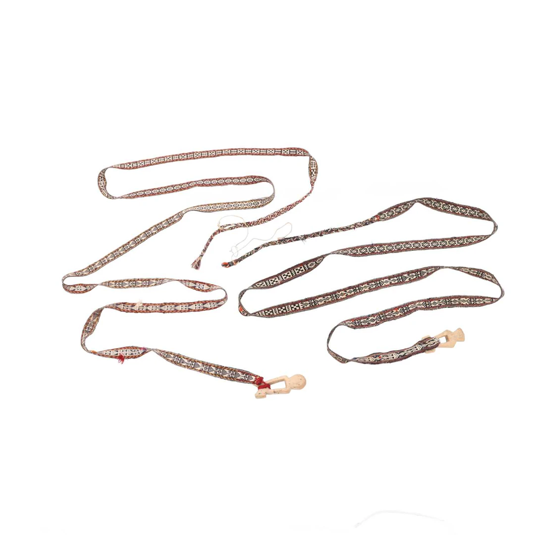 TWO CENTRAL ASIAN TABLET-WOVEN CAMEL STRAPS