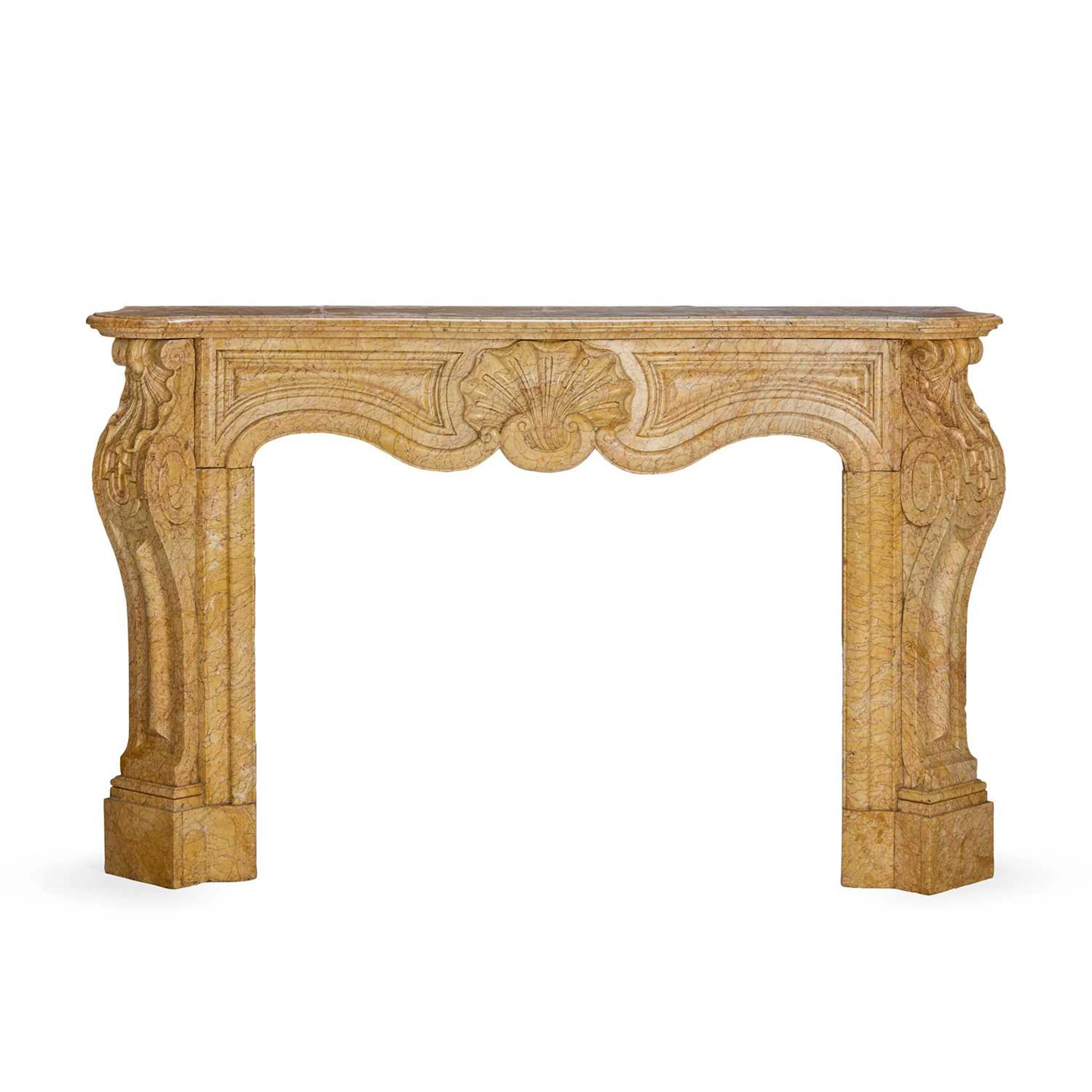 A LOUIS XV STYLE CREMA VALENCIA MARBLE FIRE SURROUND
