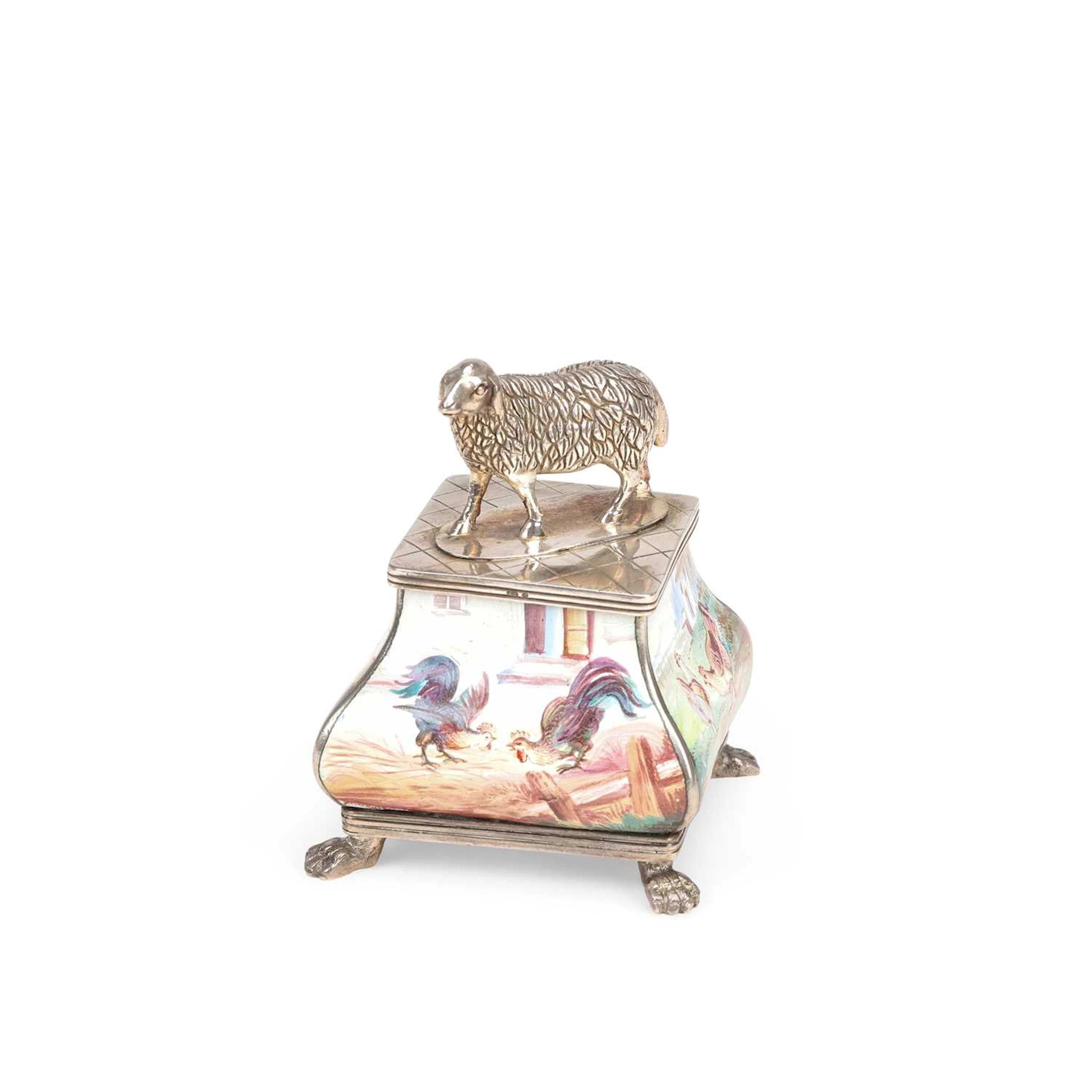 AN AUSTRIAN SILVER AND ENAMEL PAPERWEIGHT