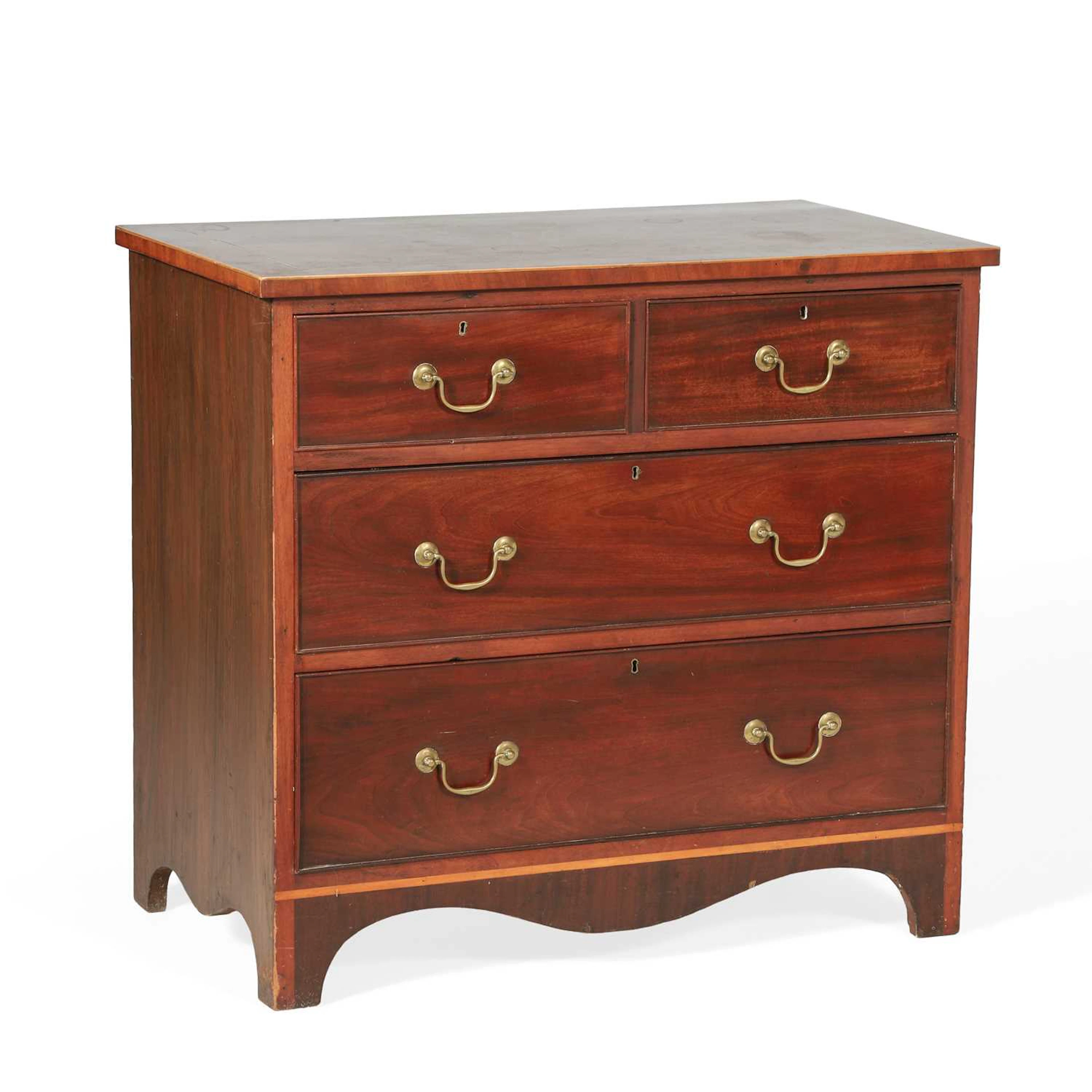A GEORGE III STYLE MAHOGANY CHEST OF DRAWERS