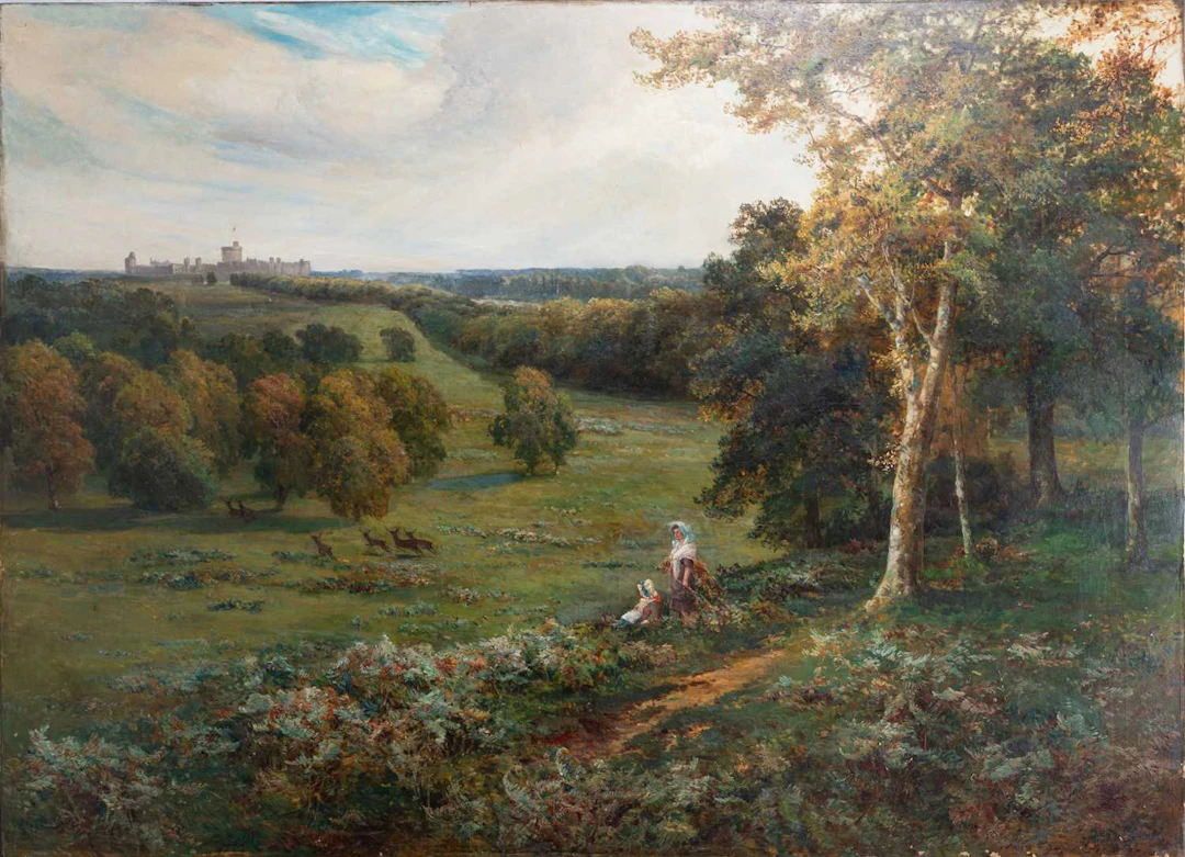 ALFRED DE BREANSKI SENIOR (1852-1928) WINDSOR GREAT PARK, THE CASTLE BEYOND