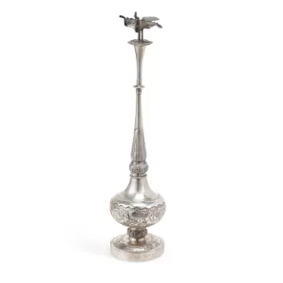 A CHINESE EXPORT SILVER ROSEWATER SPRINKLER