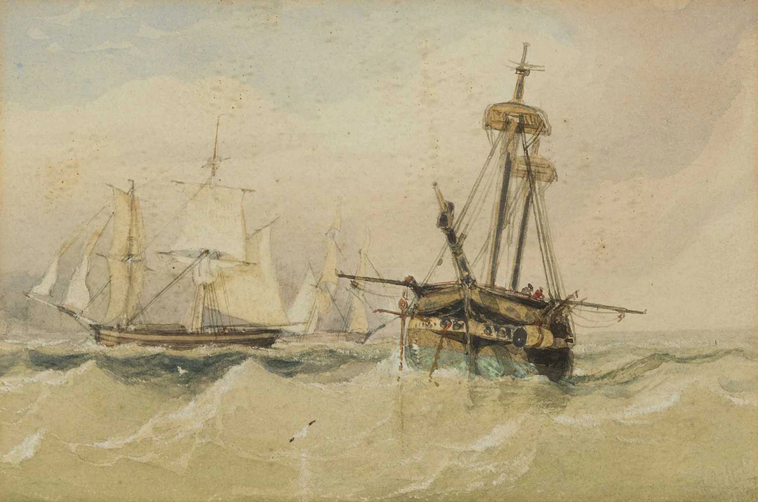 CIRCLE OF RICHARD PARKES BONINGTON (1802-1828) SHIPS AT SEA