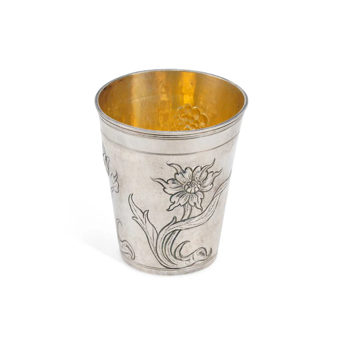 AN 18TH CENTURY GERMAN SILVER BEAKER