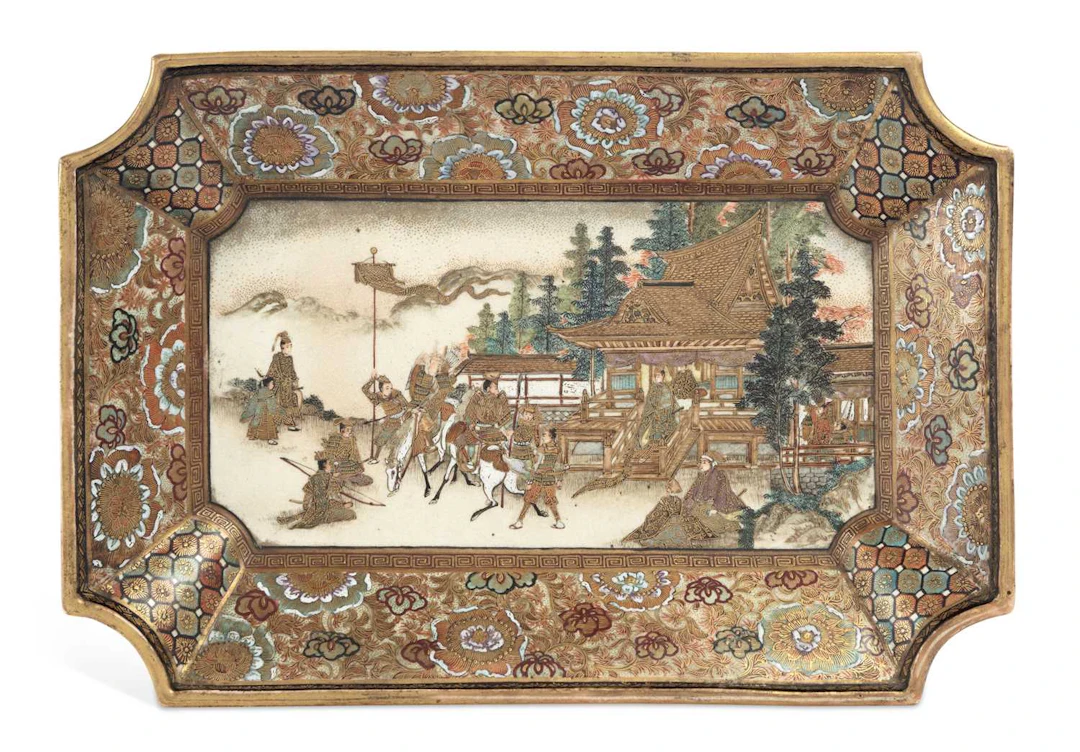 A JAPANESE SATSUMA TRAY MEIJI PERIOD