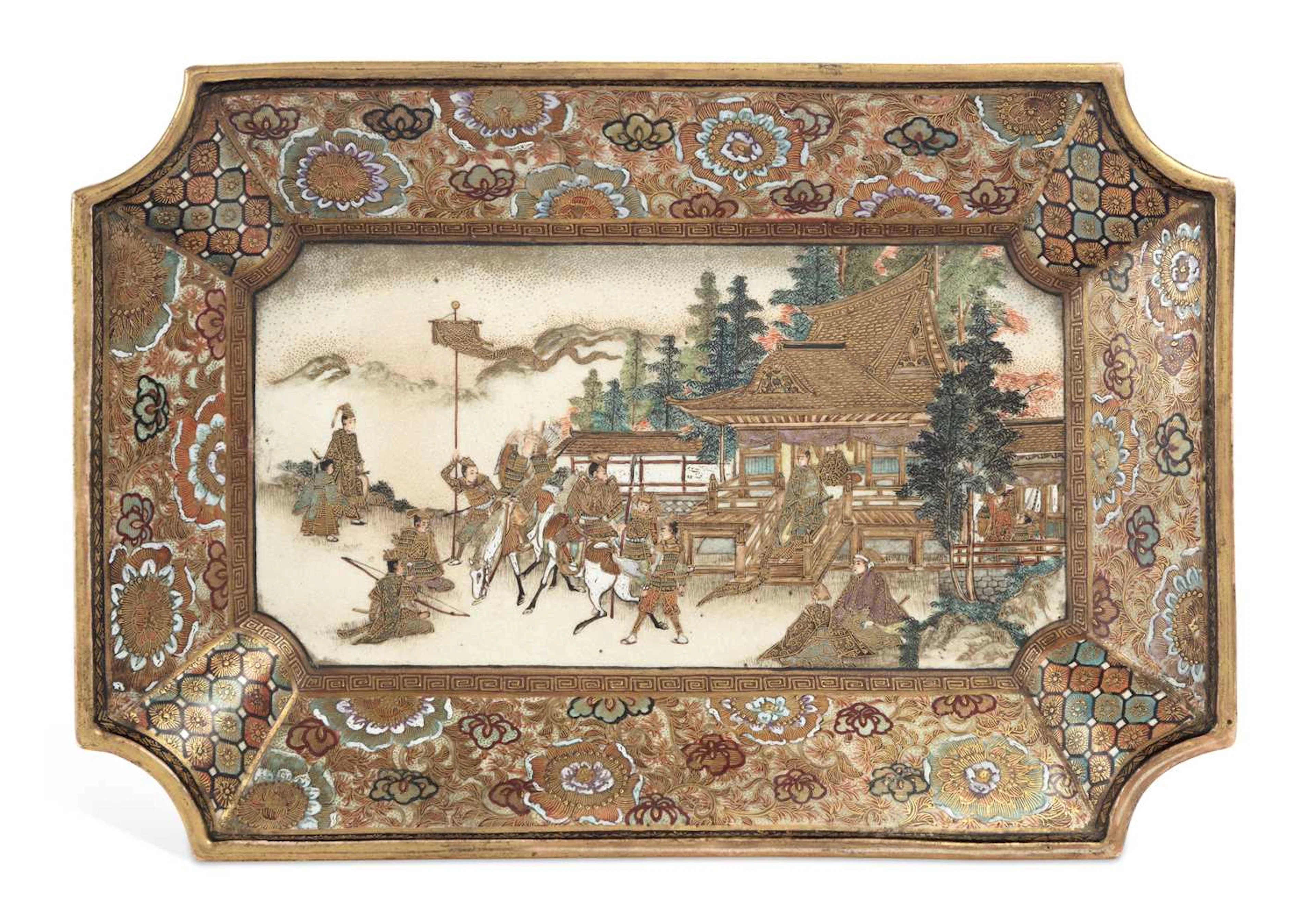 A JAPANESE SATSUMA TRAY MEIJI PERIOD