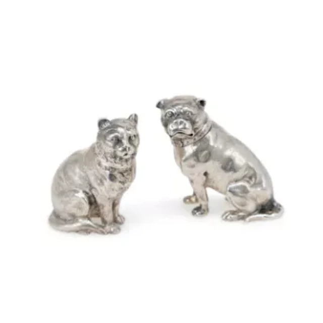 A PAIR OF VICTORIAN SILVER NOVELTY PEPPER SHAKERS