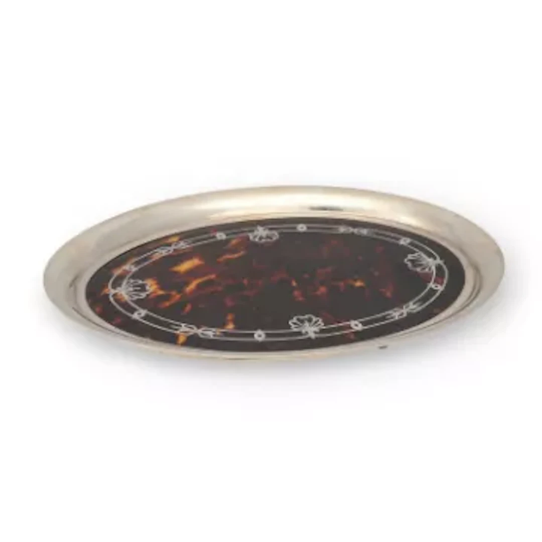 A GEORGE V SILVER AND TORTOISESHELL PIQUÉ DRESSING TABLE TRAY