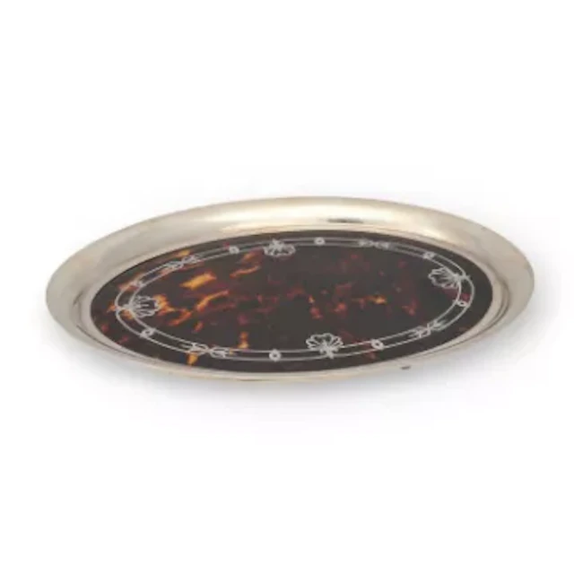A GEORGE V SILVER AND TORTOISESHELL PIQUÉ DRESSING TABLE TRAY