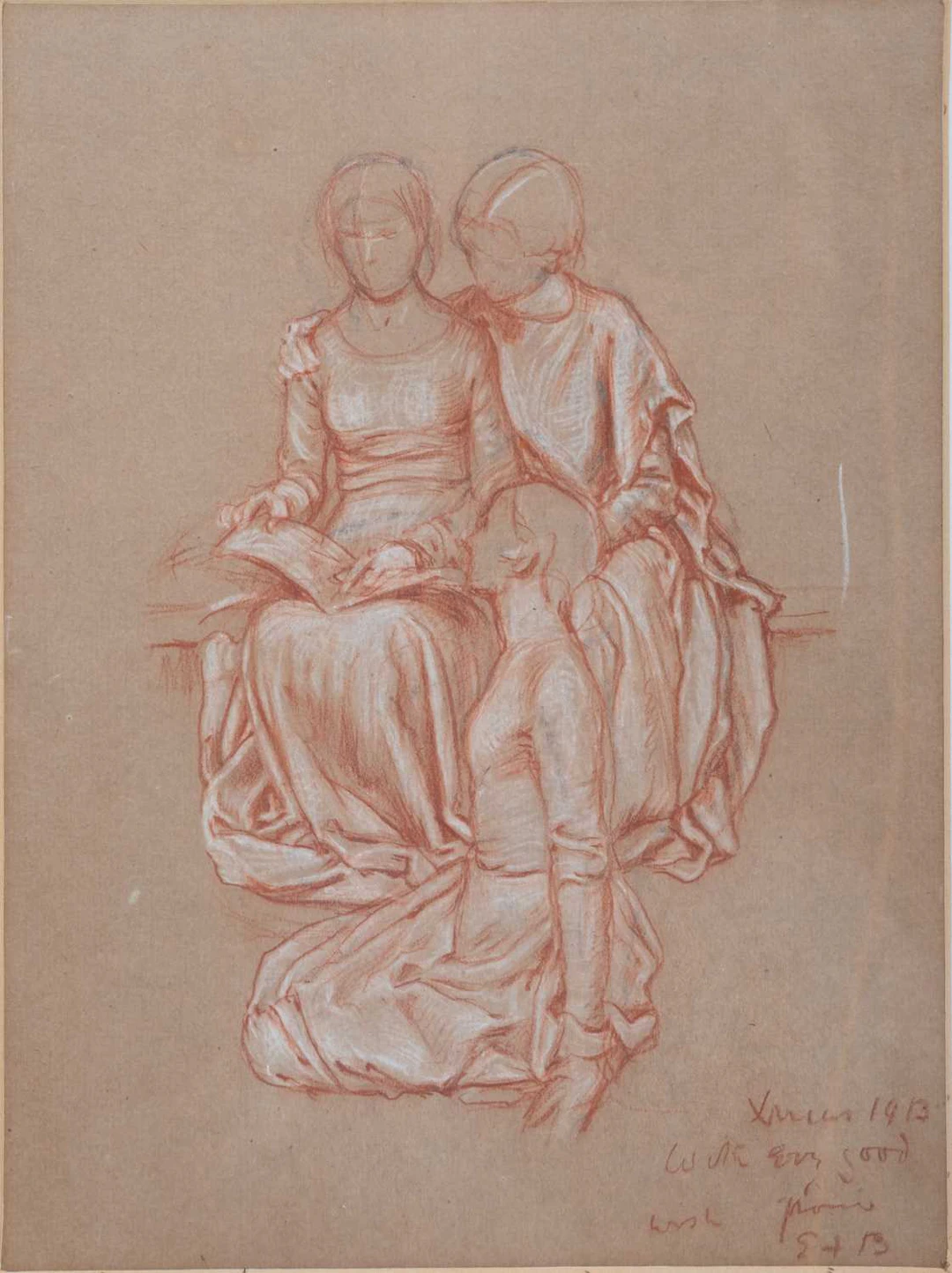 ELEANOR FORTESCUE BRICKDALE (1872-1945) SKETCH OF THREE WOMEN READING