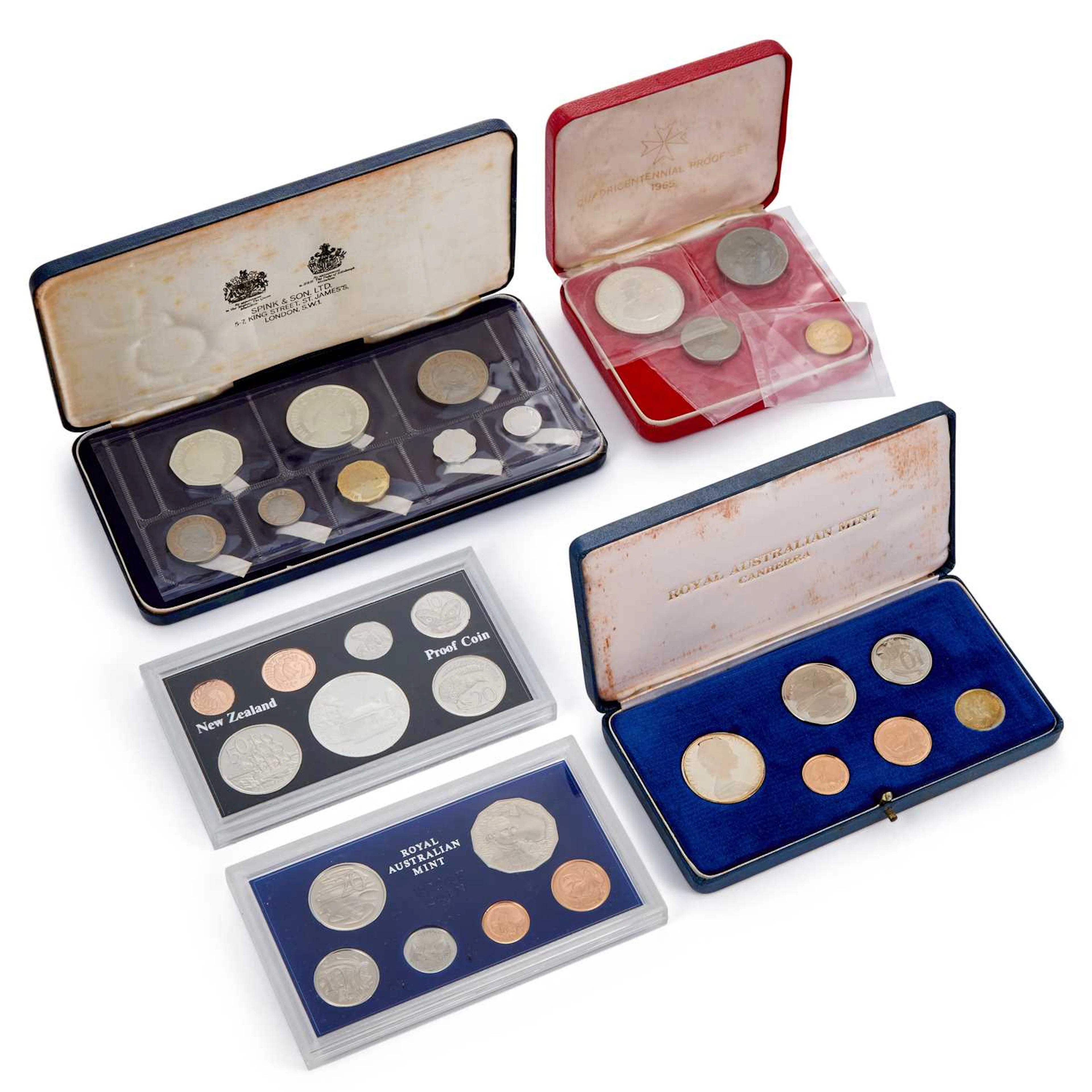 A GROUP OF CASED SILVER PROOF COIN SETS
