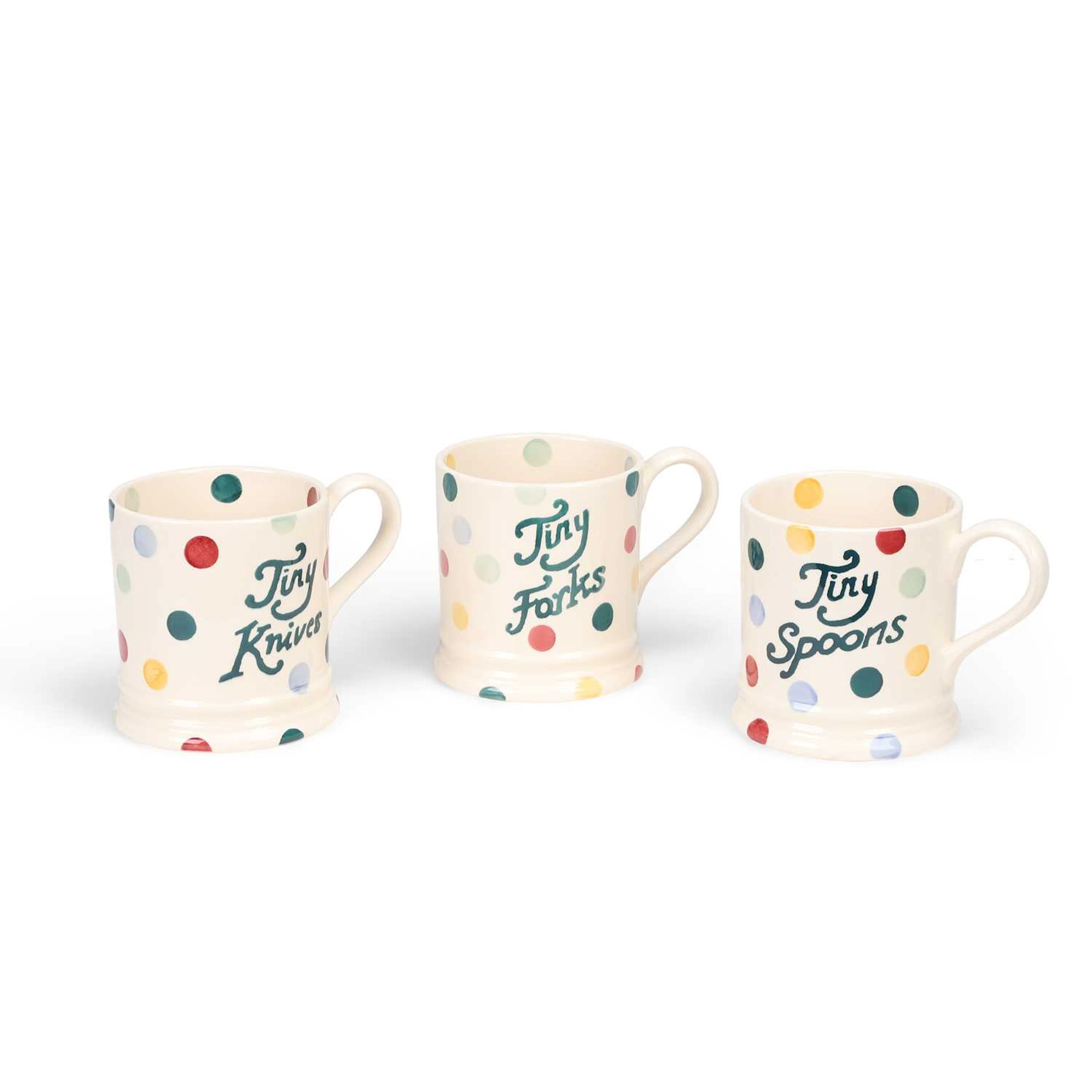 THREE EMMA BRIDGEWATER 'POLKA DOT' ONE PINT MUGS