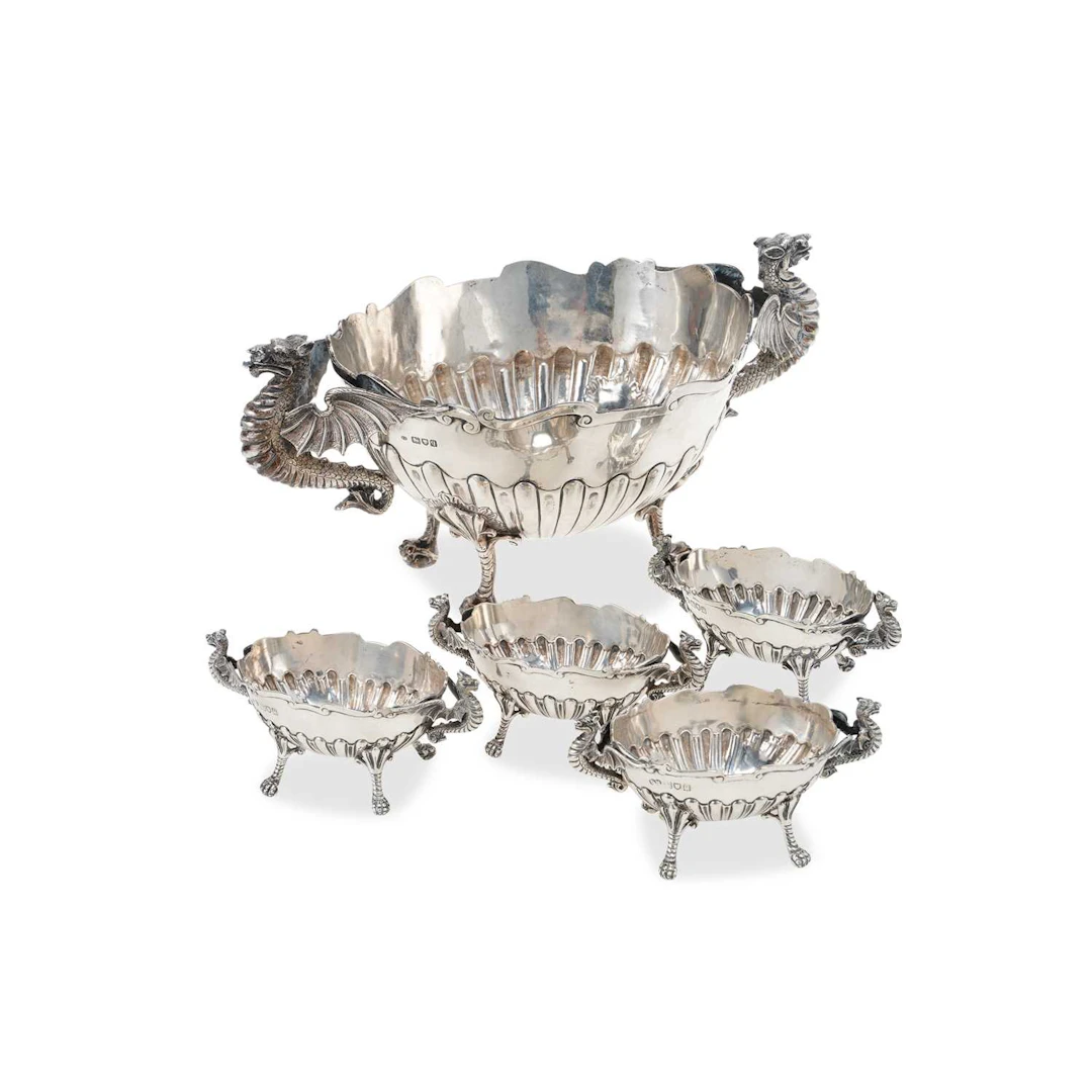 A GEORGE V SILVER TWO-HANDLED BOWL