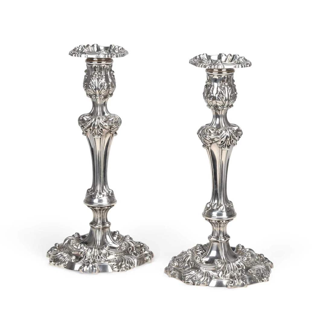 A PAIR OF GEORGE III SILVER CANDLESTICKS