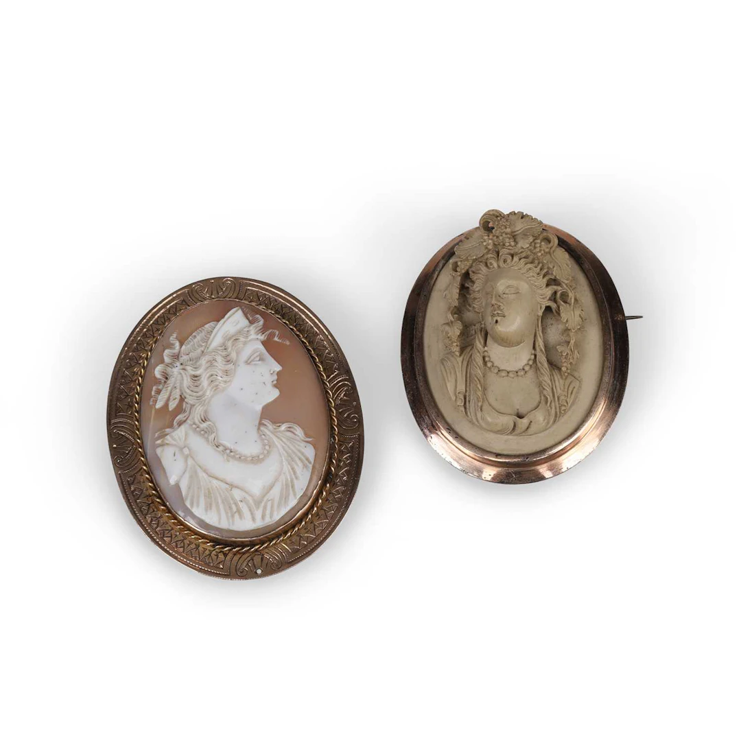 TWO CAMEO BROOCHES