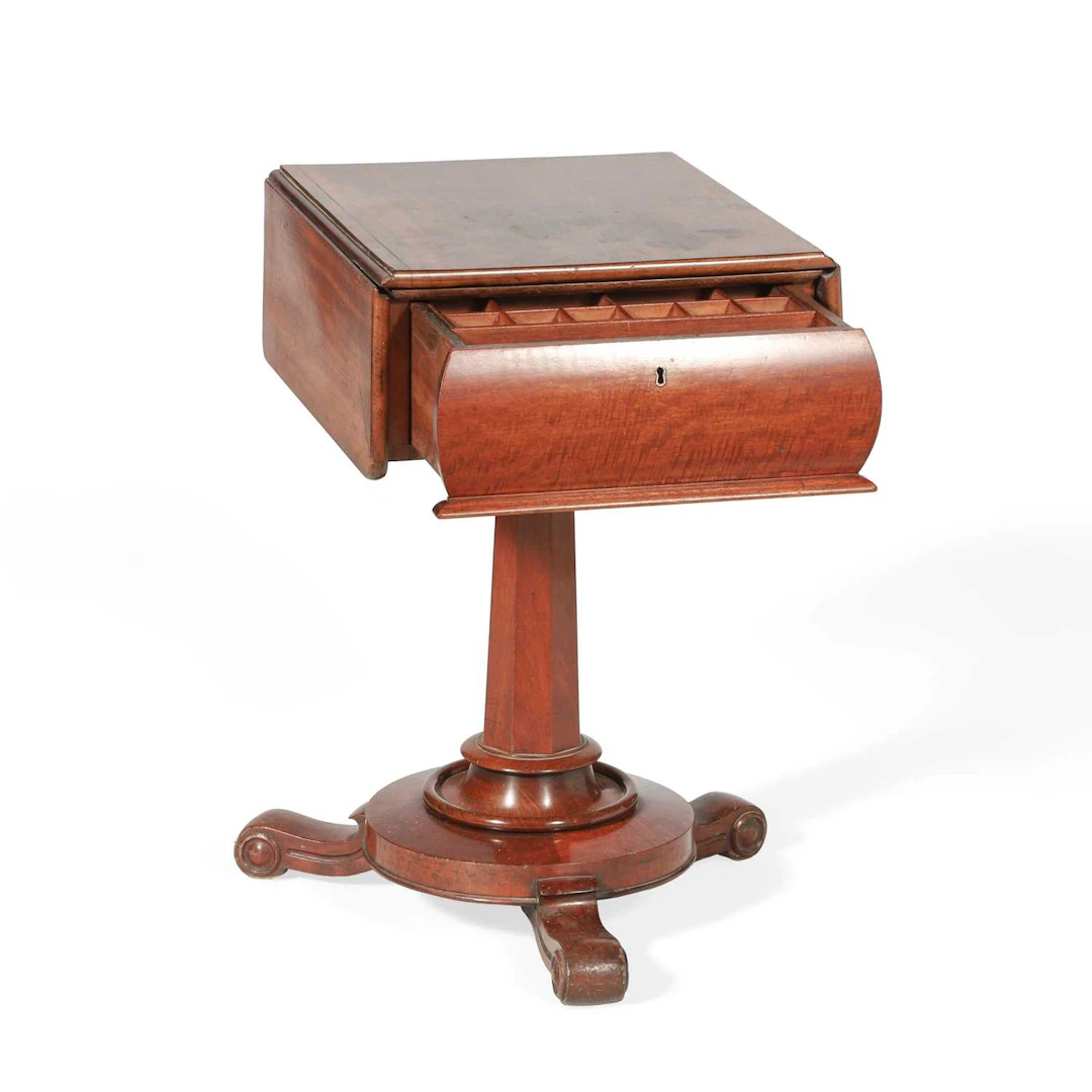 A MAHOGANY WORK TABLE