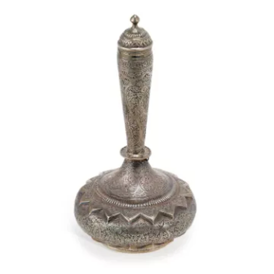 AN INDIAN SILVER ROSEWATER SPRINKLER