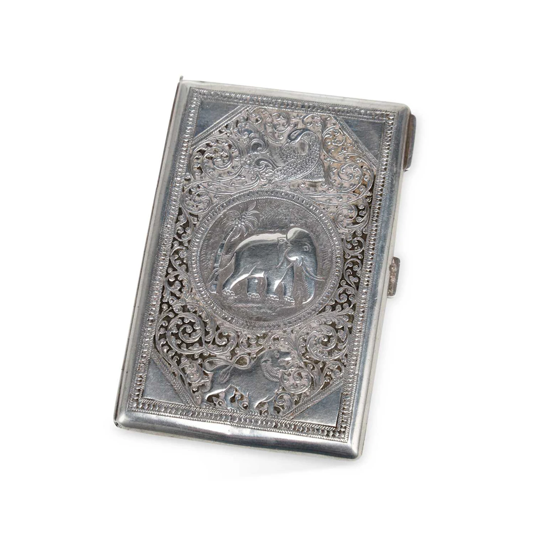 AN INDIAN SILVER CIGARETTE CASE