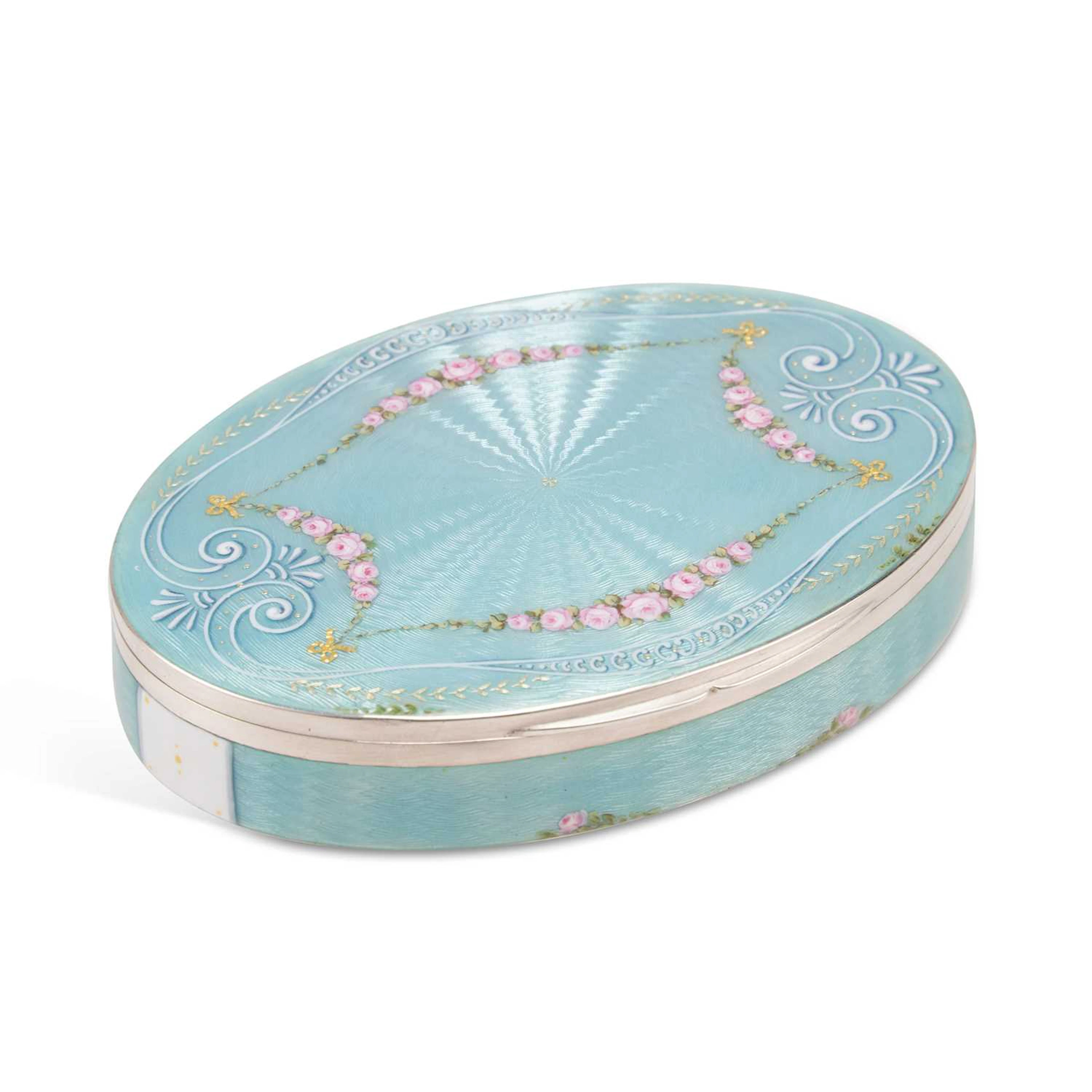 A LARGE CONTINENTAL SILVER AND ENAMEL BOX