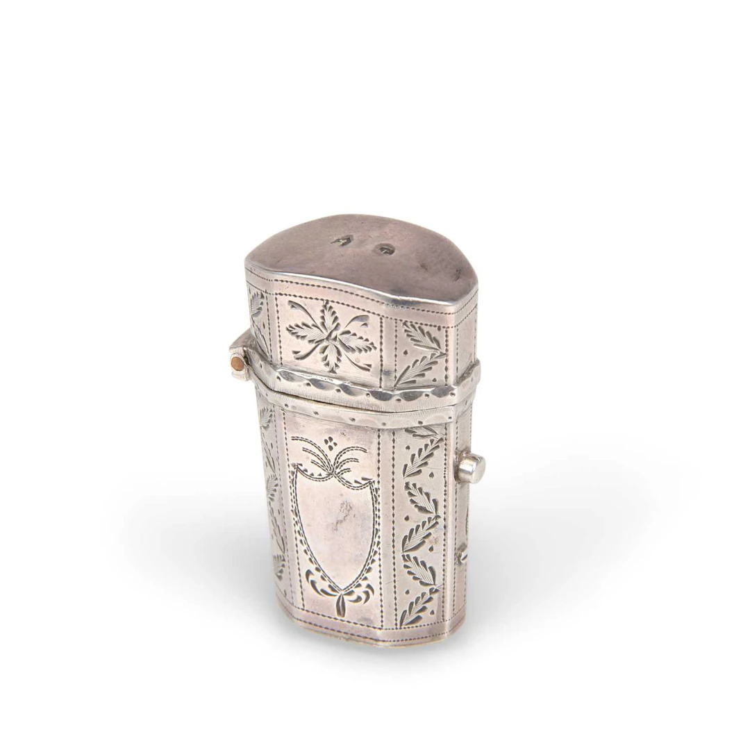 A GEORGE III SILVER SCENT BOTTLE CASE