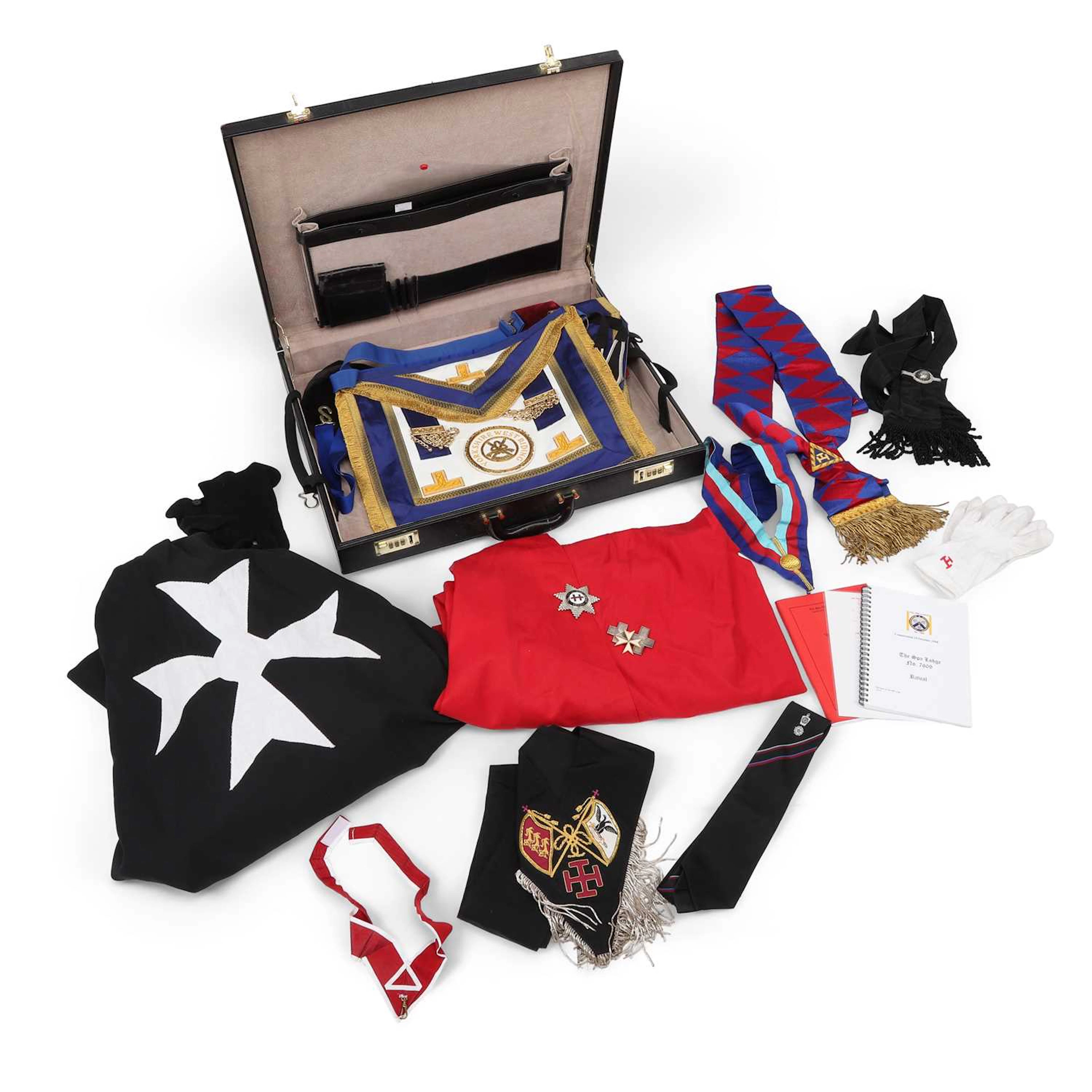 A GROUP OF MASONIC REGALIA AND JEWELS