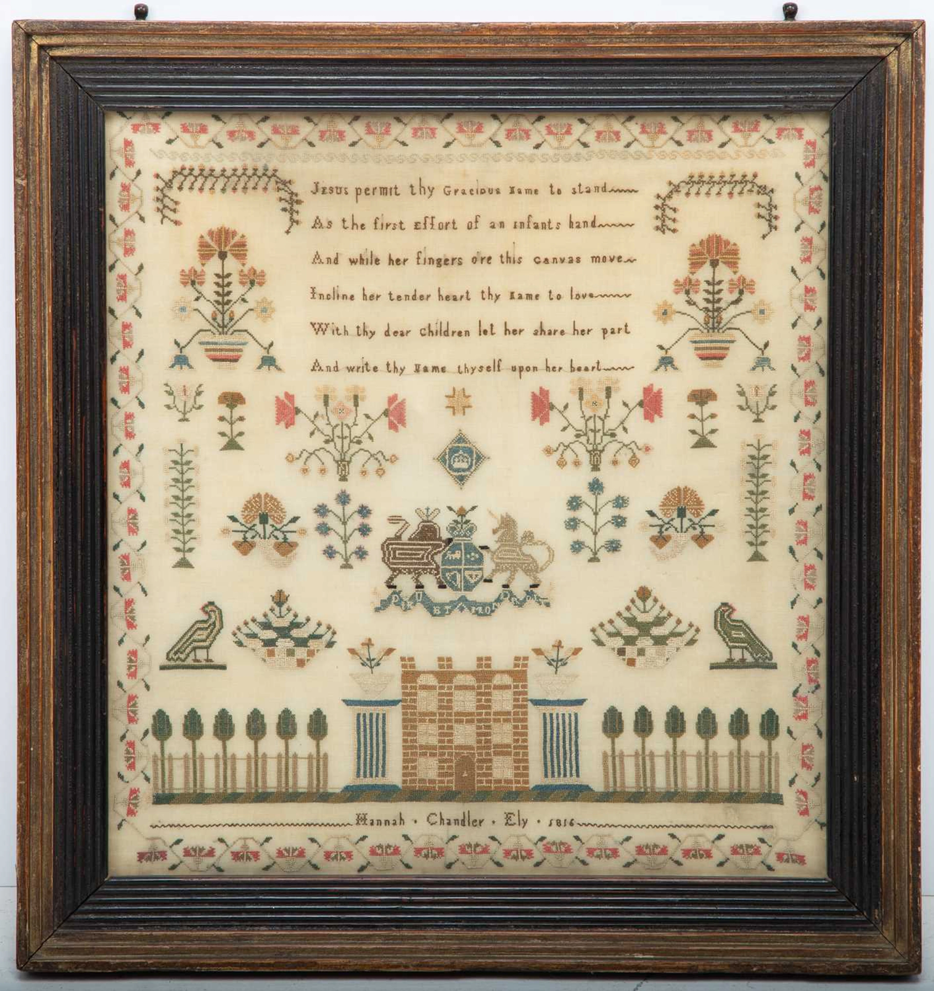 A GEORGE III NEEDLEWORK SAMPLER