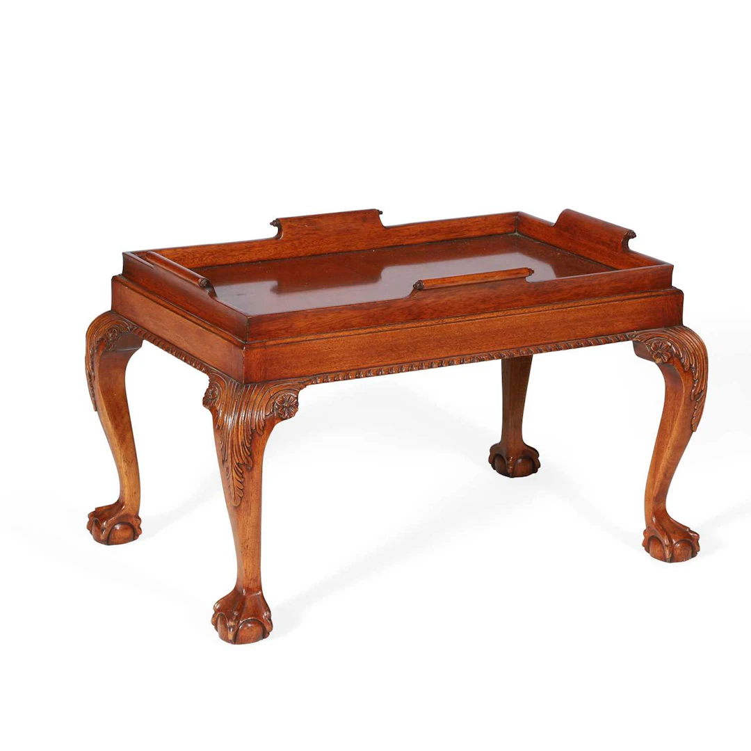 A MAHOGANY BUTLER'S TRAY ON STAND