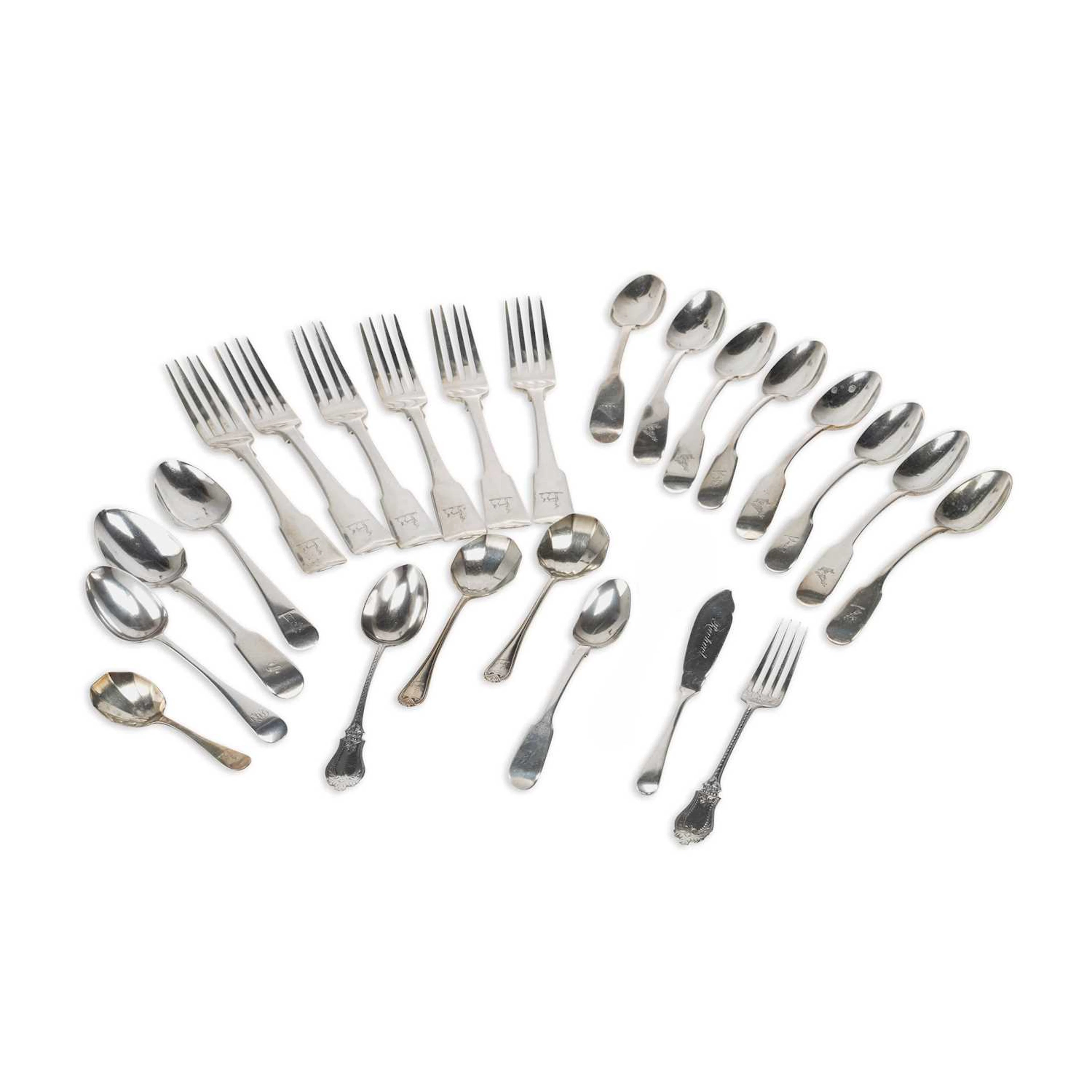 A LARGE GROUP OF SILVER FLATWARE