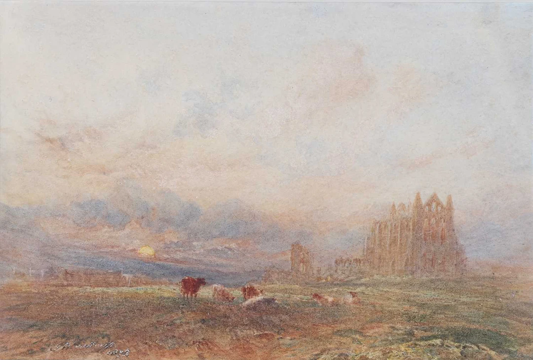 GEORGE WEATHERILL (1810-1890) WHITBY ABBEY AT SUNSET