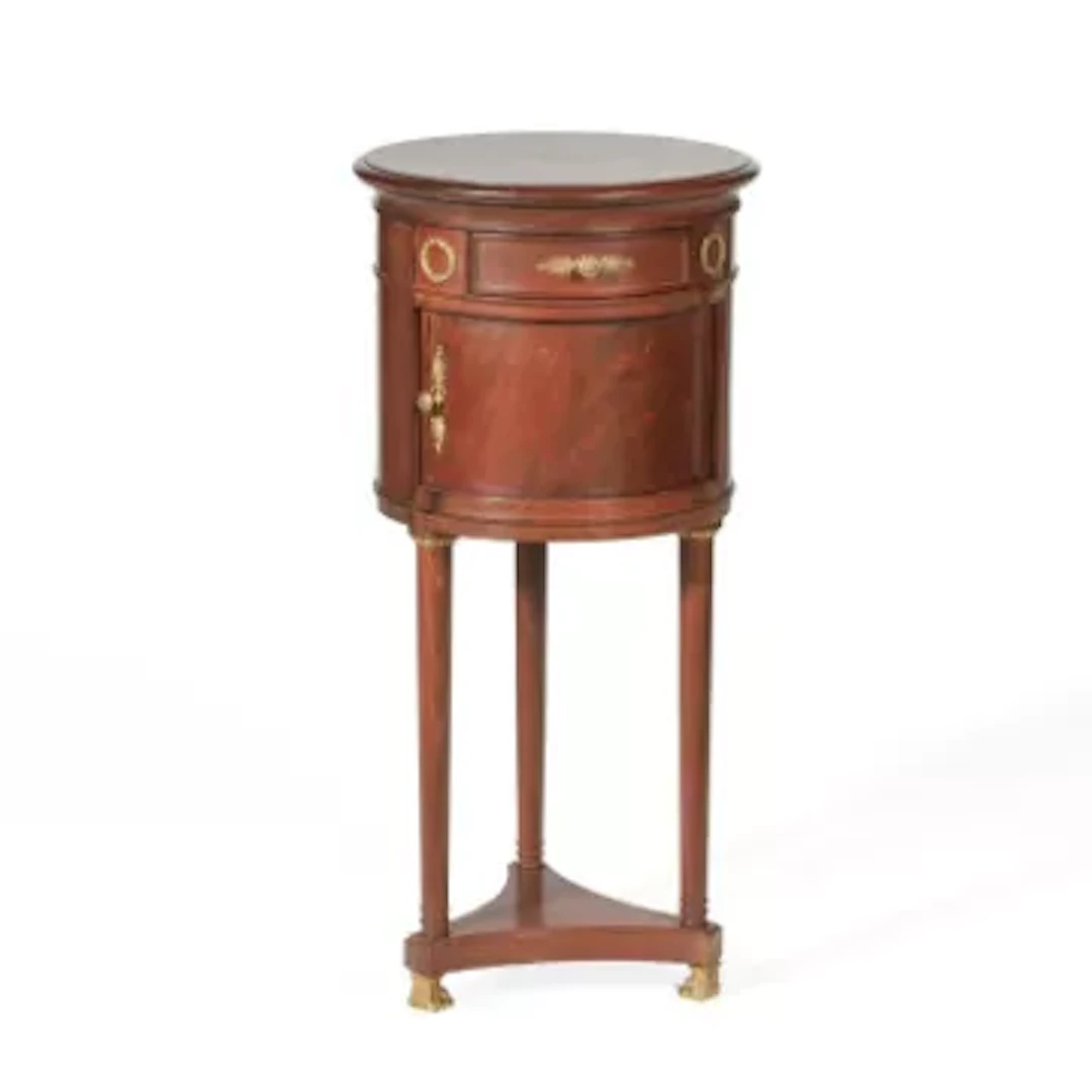 A MAHOGANY CYLINDRICAL SIDE TABLE